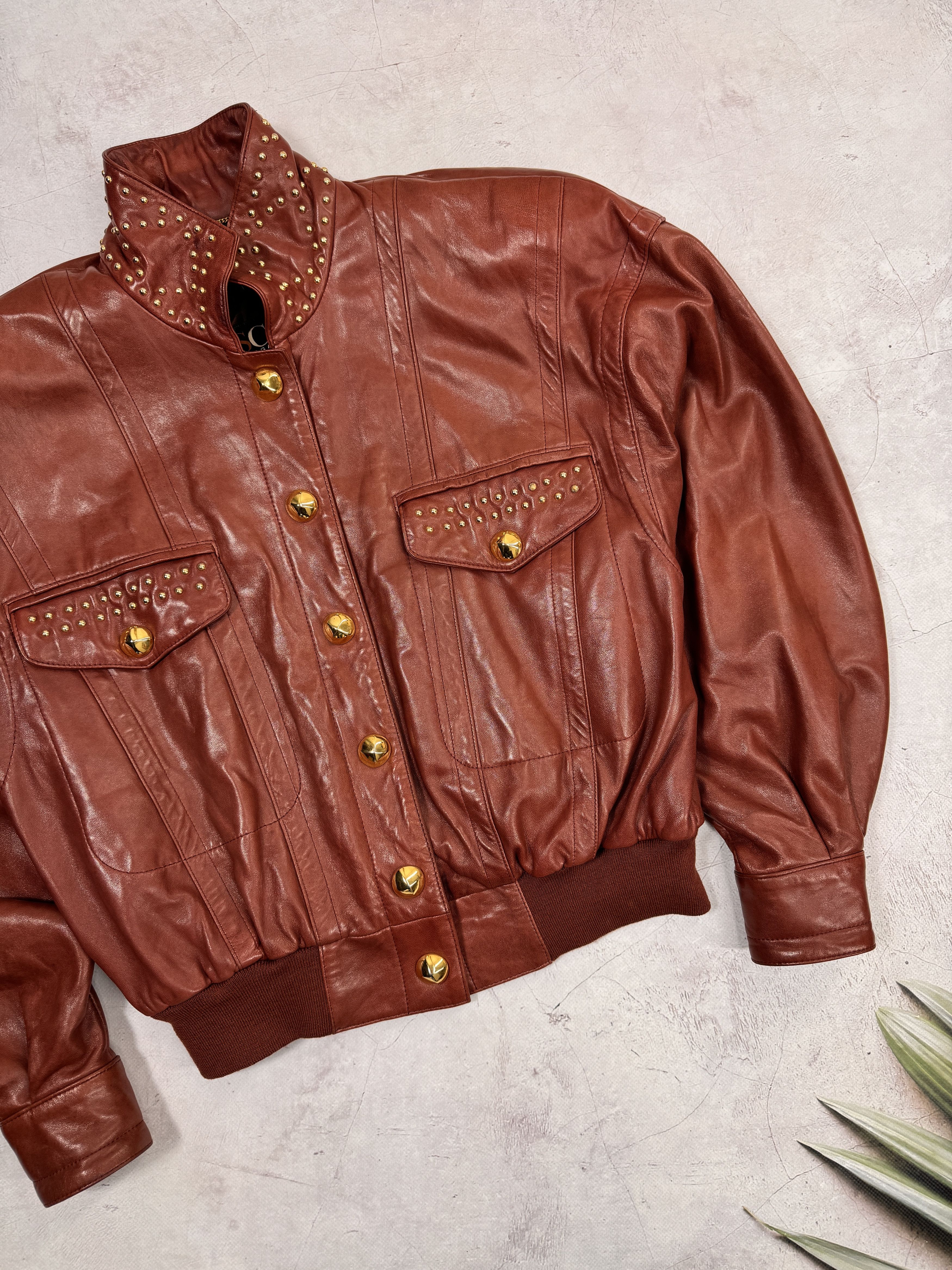 Escada Escada Lambskin Jacket & Gold Studs Snap-Front Size M / US 6-8 / IT 42-44 - 6 Thumbnail