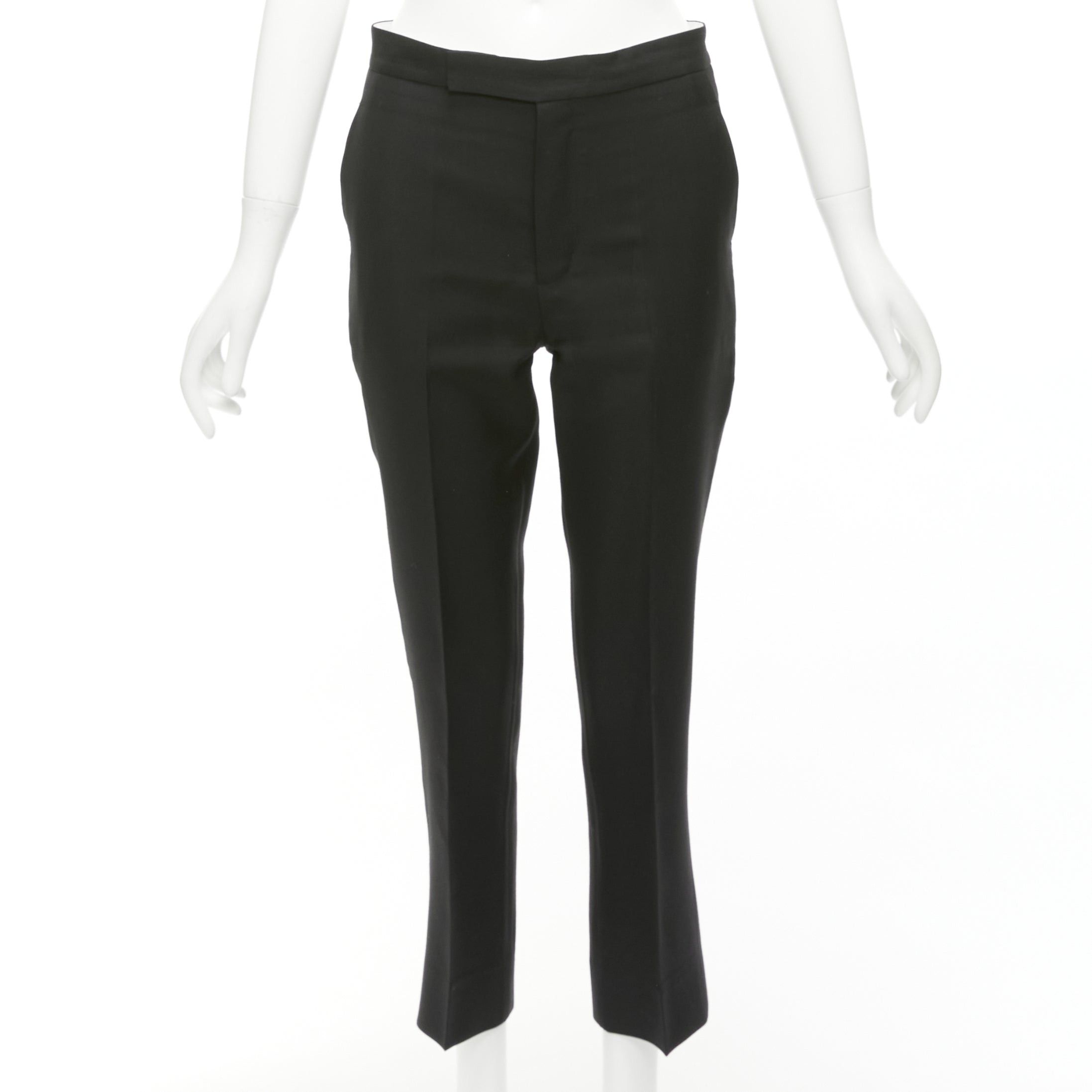image of Ports 1961 Black Wool Silk Cotton Lined Flared Cropped Trousers Fr38 M, Women's (Size 28)