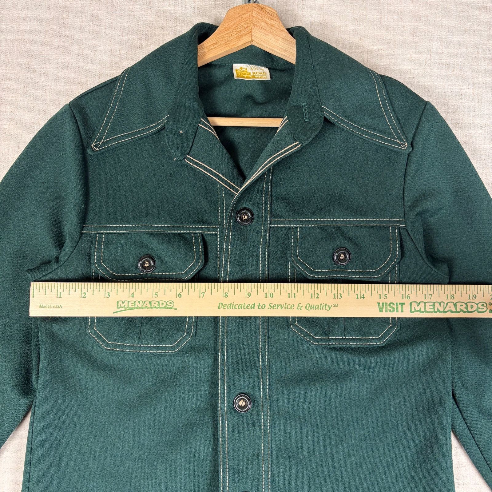 Sears VTG Sears Kings Road 1970s Disco Forest Green Smll Button Up Size US S / EU 44-46 / 1 - 8 Thumbnail