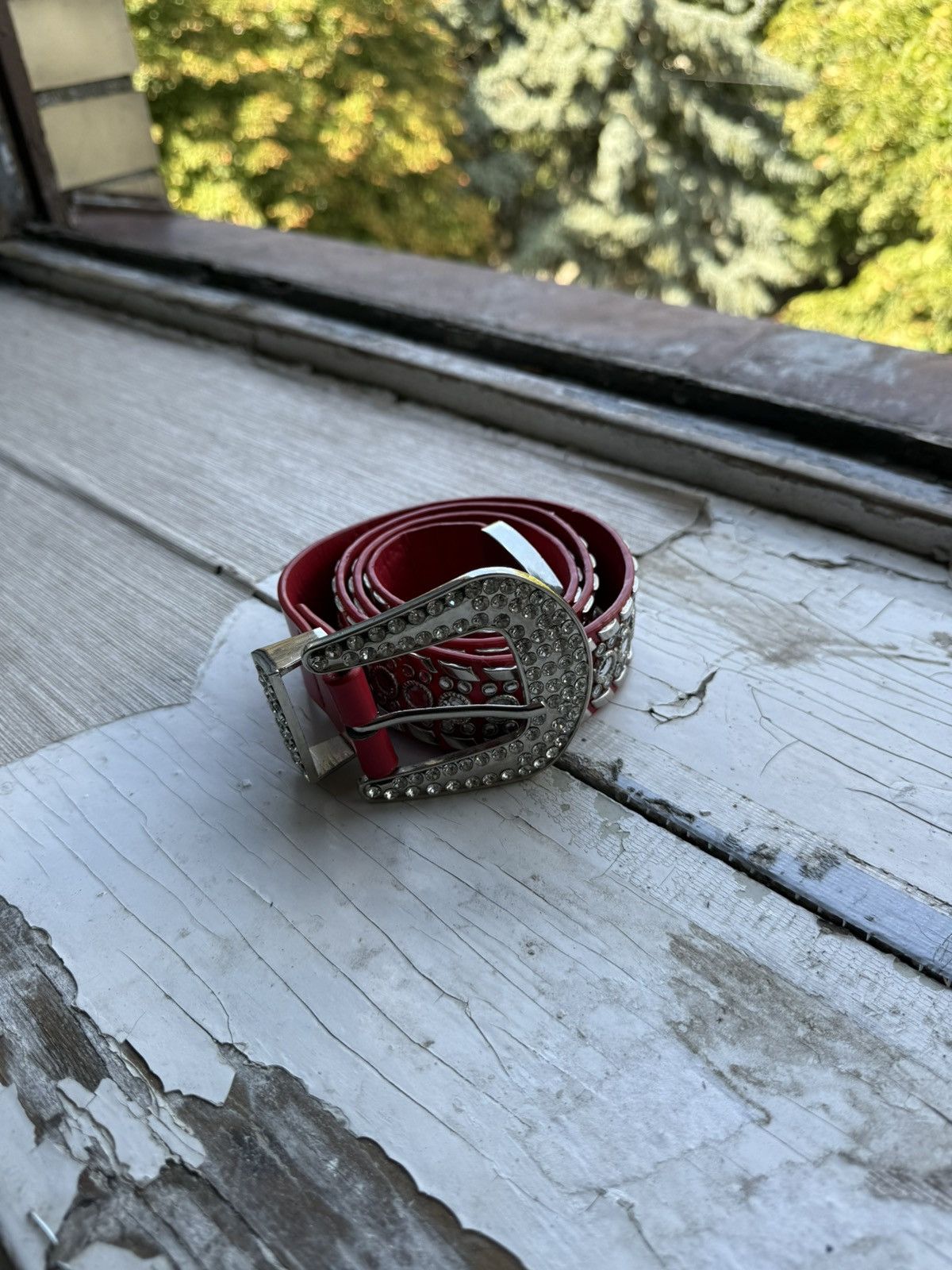 B.B. Simon Y2k 2000s BB Simon Type Red Rhinestone Crystal Belt Size ONE SIZE - 19 Thumbnail