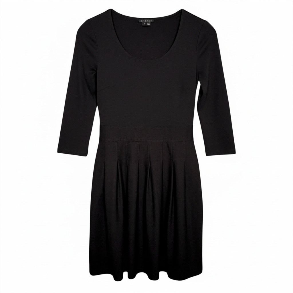 Theory Theory Dress Women's 2 Black Wool Blend Knit L/S Scoop Neck Size XS / US 0-2 / IT 36-38 - 1 Thumbnail