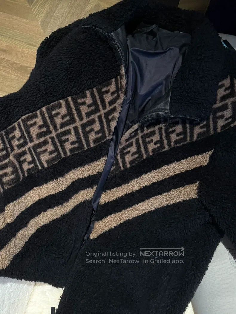 Fendi Black Lamb Fur Striped Fur Jacket