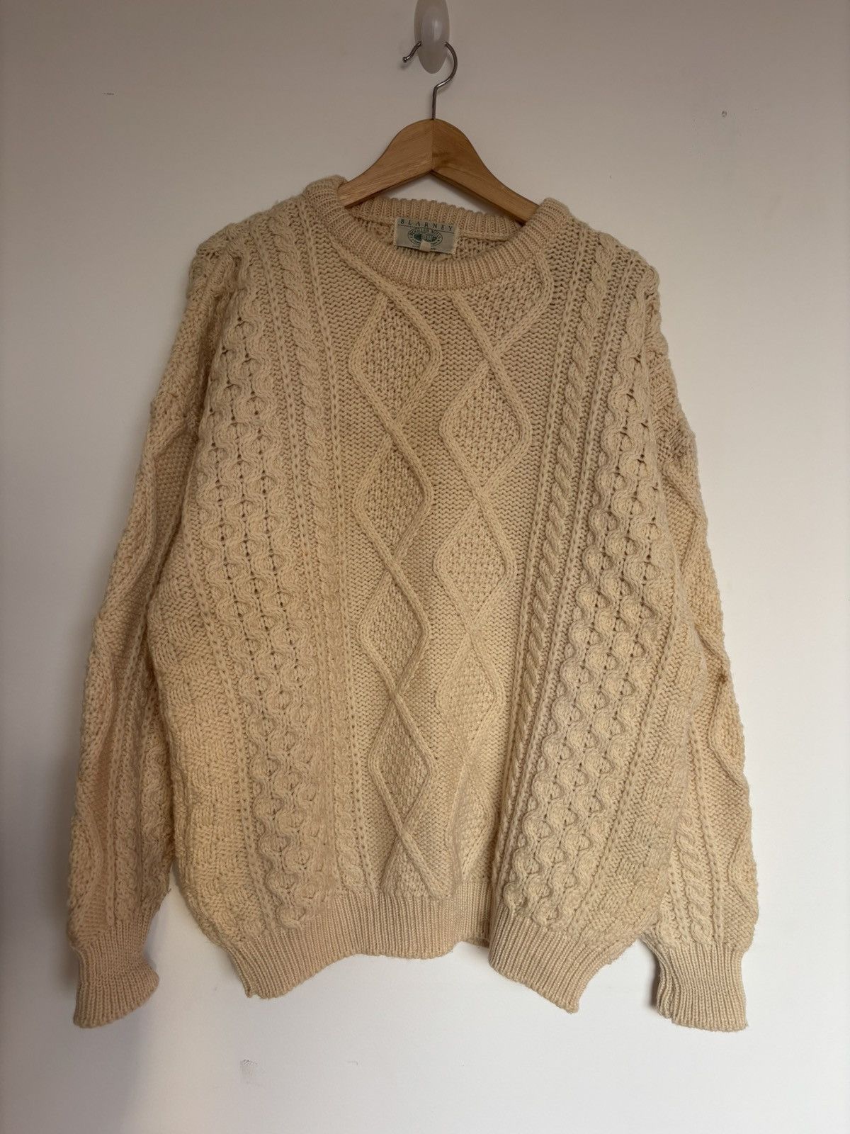 Other Blarney Woollen Mills Cable Knit Aran Sweater Cream Size L Size US L / EU 52-54 / 3 - 3 Thumbnail