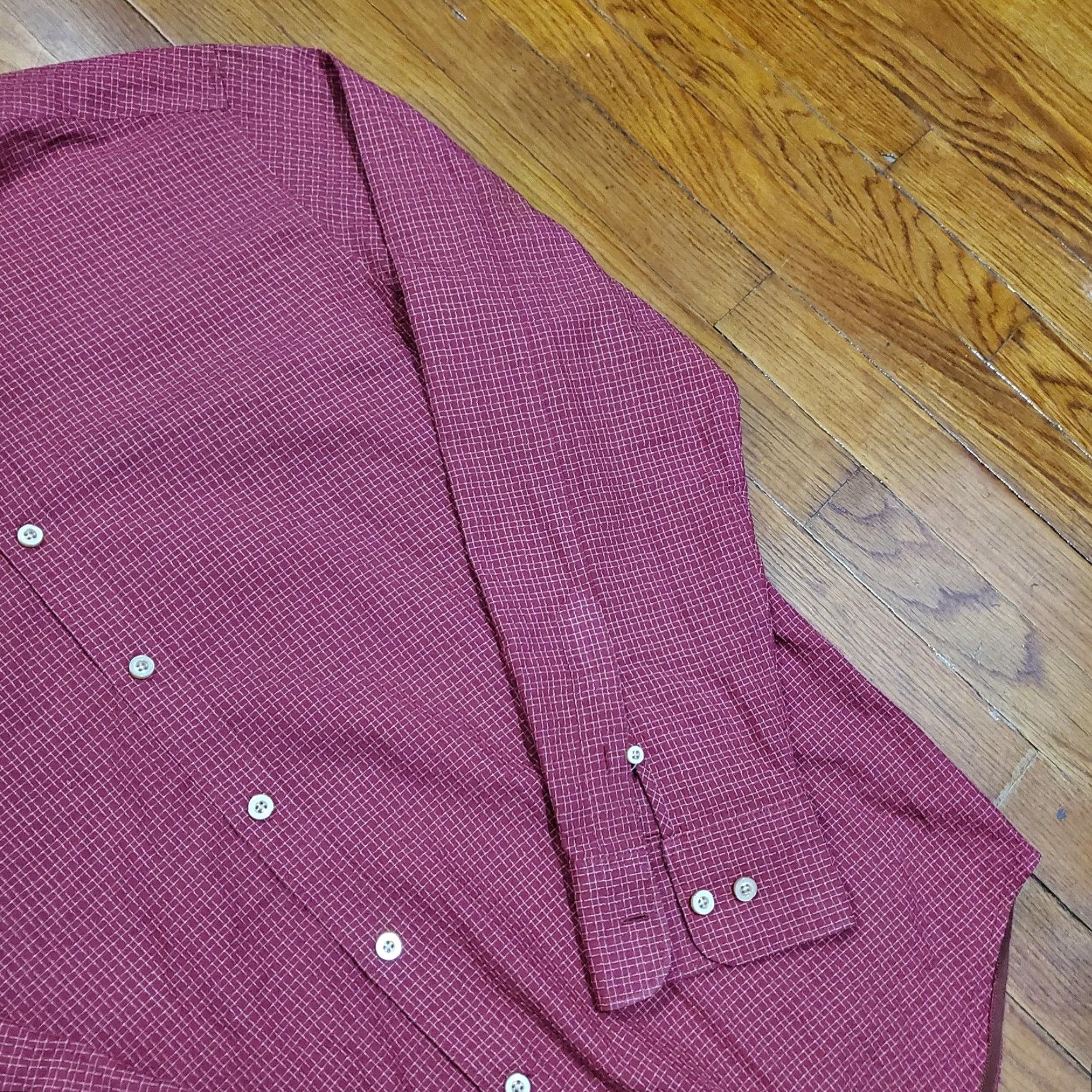 Tommy Bahama Tommy Bahama Shirt Mens Large Red Silk Cotton Check Long Sleeve Button Front Size US L / EU 52-54 / 3 - 3 Thumbnail