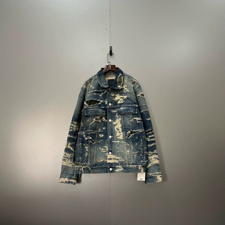 Givenchy Givenchy Blue Single Button Ripped Denim Jacket 2506-Nexta Size US M / EU 48-50 / 2 - 1 Thumbnail