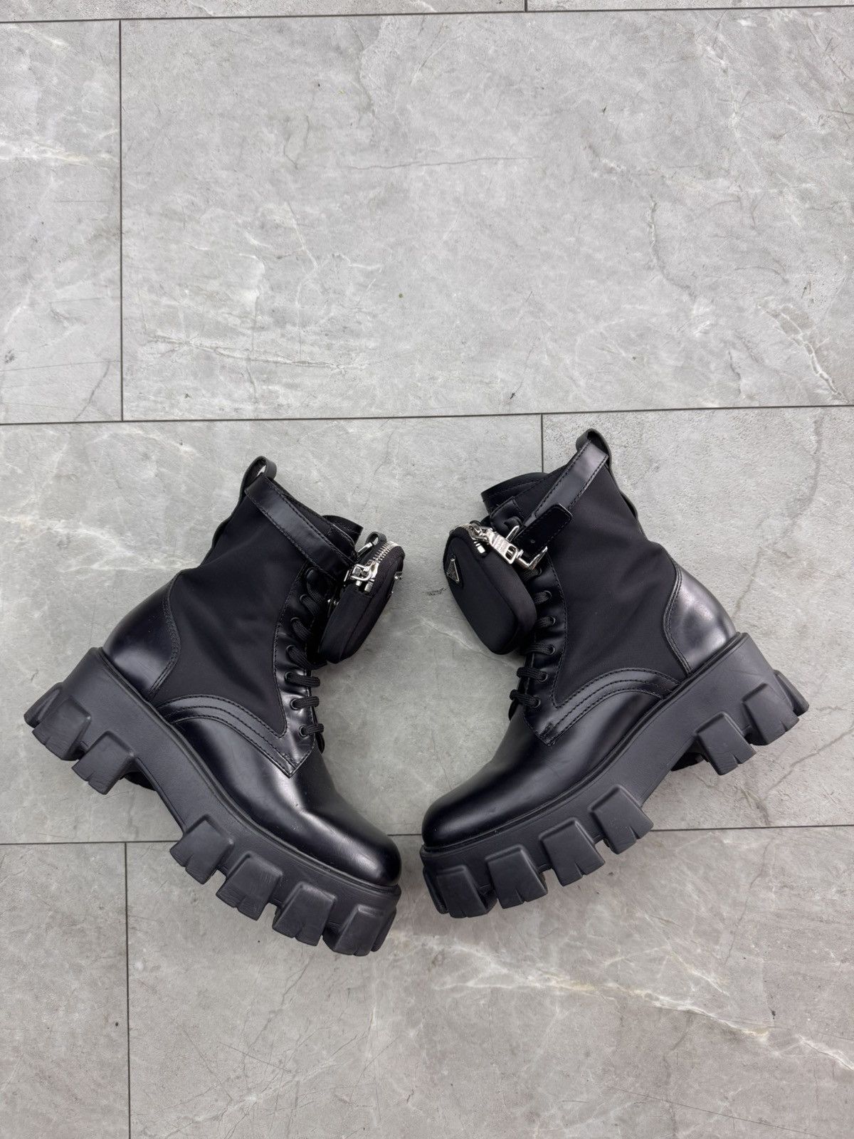 Prada Prada Monolith Brushed Leather And Nylon Pouch Boots Size US 7.5 / IT 37.5 - 2 Thumbnail