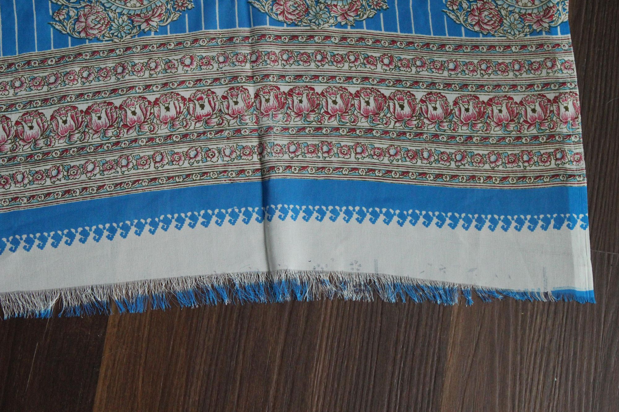 Vintage Vintage 1990s Indian Sari, Authentic Sky Blue Chiffon with a Size ONE SIZE - 7 Thumbnail
