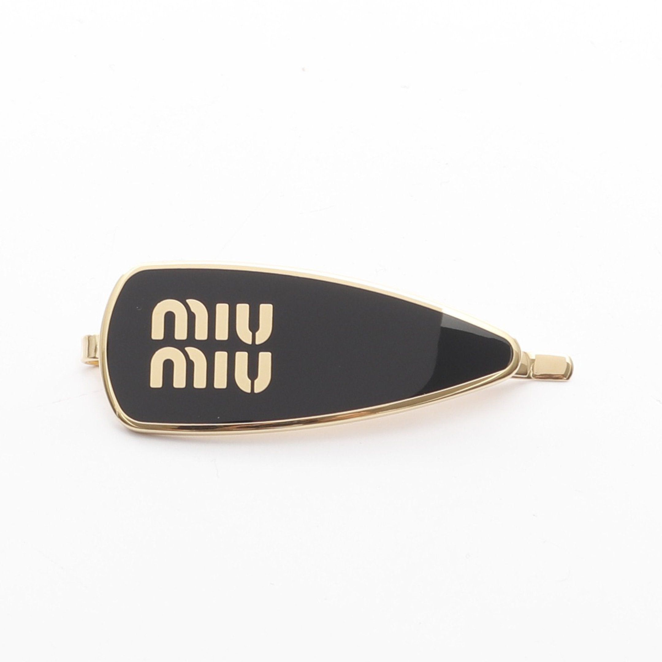 Miu Miu Miu Miu Logo Hair Clip Gp Black Gold Size ONE SIZE - 1 Thumbnail