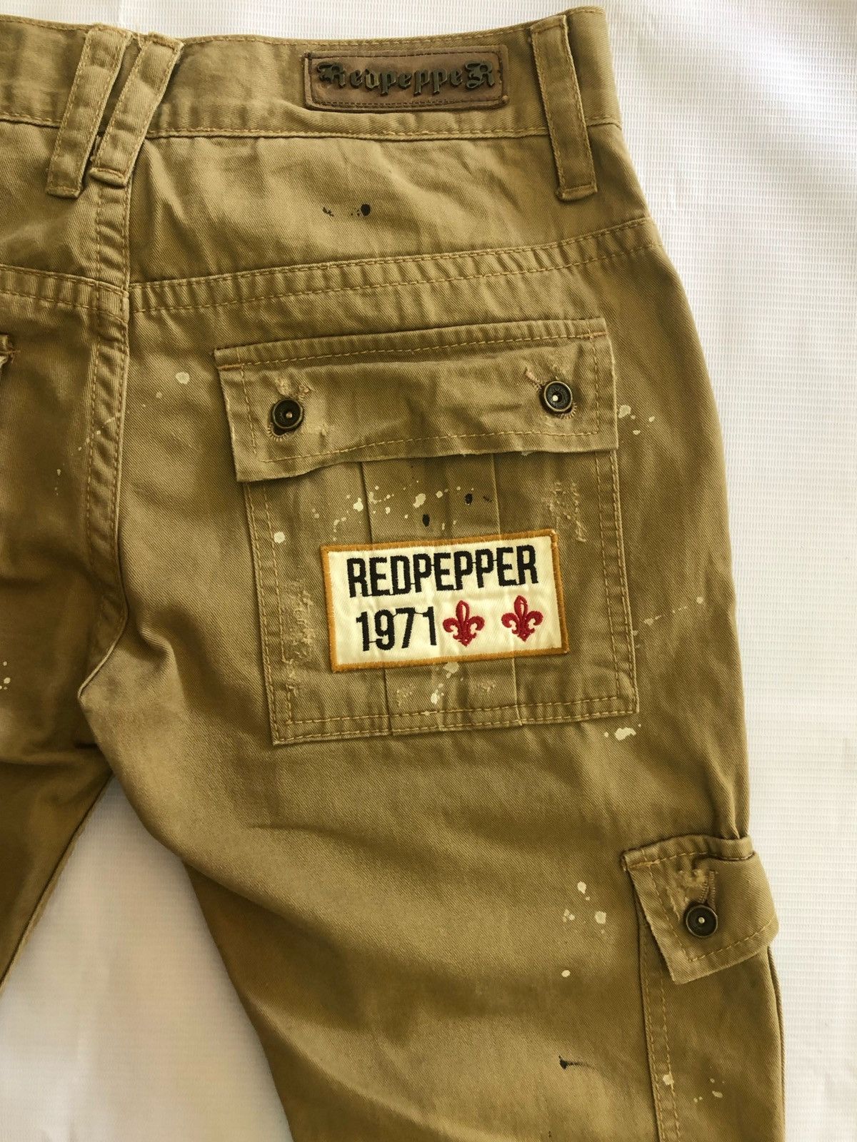 Japanese Brand PUNK CARGO PANTS RED PEPPER SPLATTERED & PATCHES Size US 32 / EU 48 - 4 Thumbnail