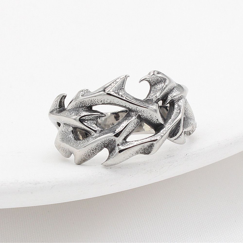 Designer Vintage Punk Stainless Steel Crown of Thorns Rings Size ONE SIZE - 1 Thumbnail