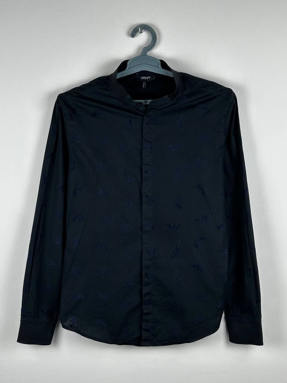 Armani × Designer Armani Monogram Logo Navy Luxury Shirt Size US M / EU 48-50 / 2 - 2 Thumbnail