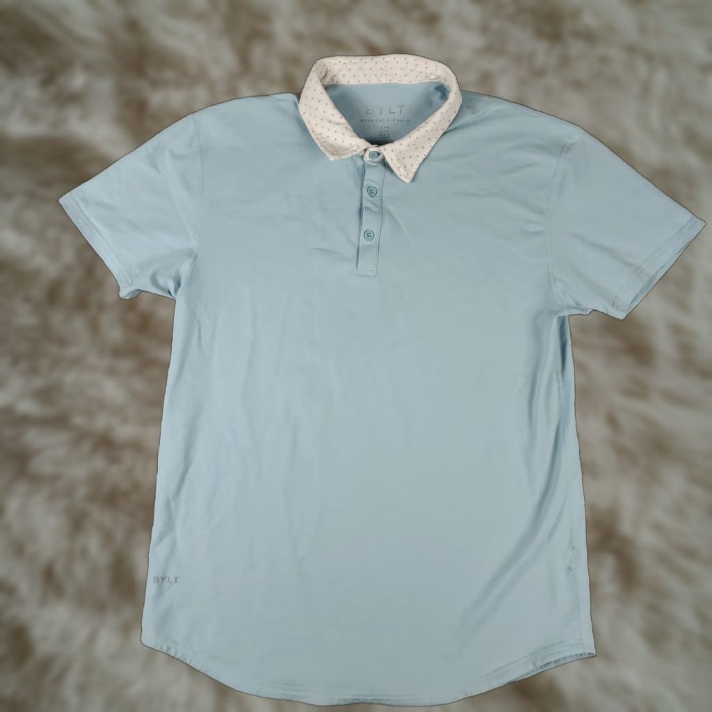 Vintage BYLT Polo Shirt Mens Size Large Blue Drop Cut Lux Casual Short Sleeve Polo Shirt L Blue BYLT Logo Modern Preppy Mens Size US L / EU 52-54 / 3 - 1 Thumbnail