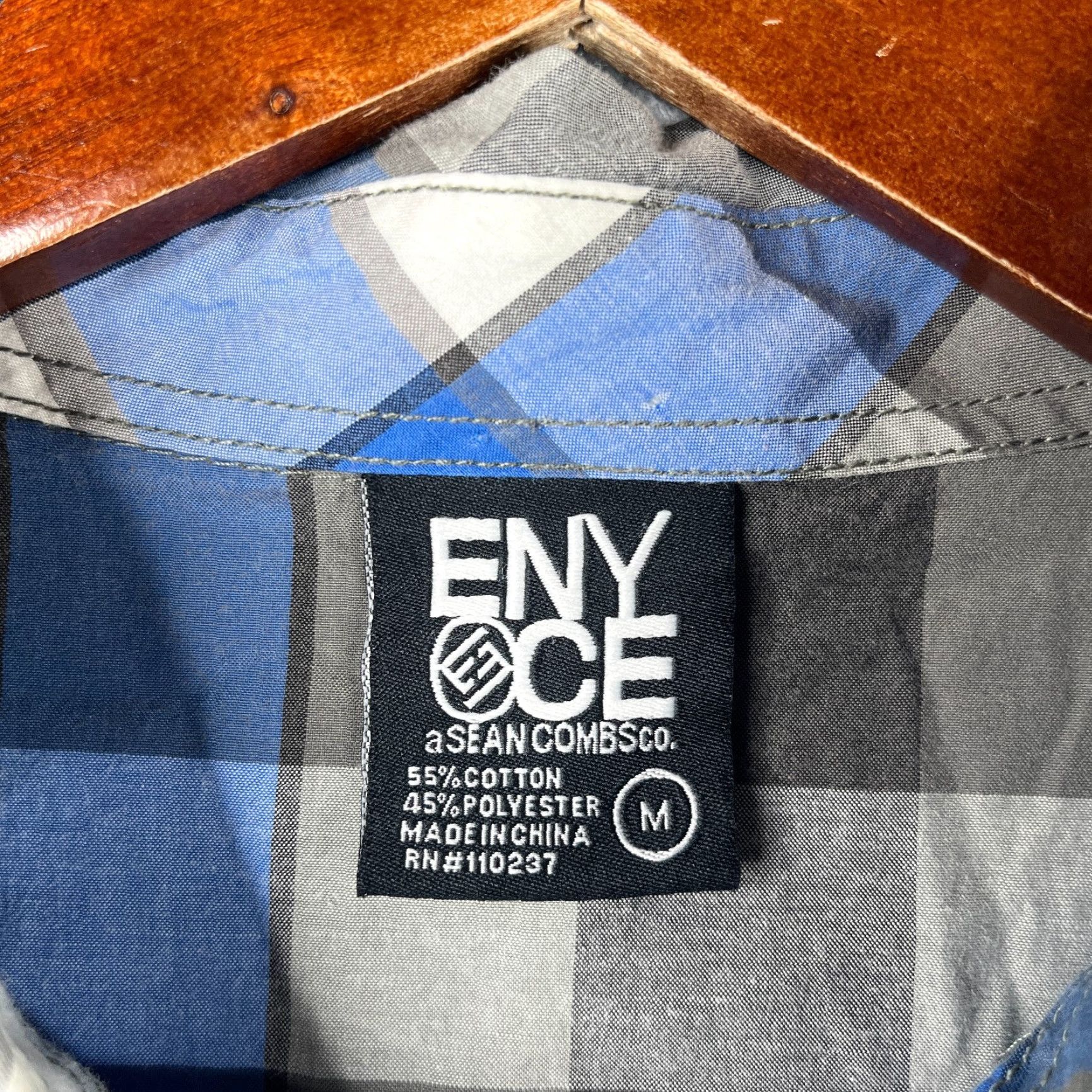 Enyce Enyce Shirt Button-Up Short Sleeve Men Medium Blue Black Check Pocket Button Up Casual Hip Hop Classic Vintage No Size US M / EU 48-50 / 2 - 4 Thumbnail