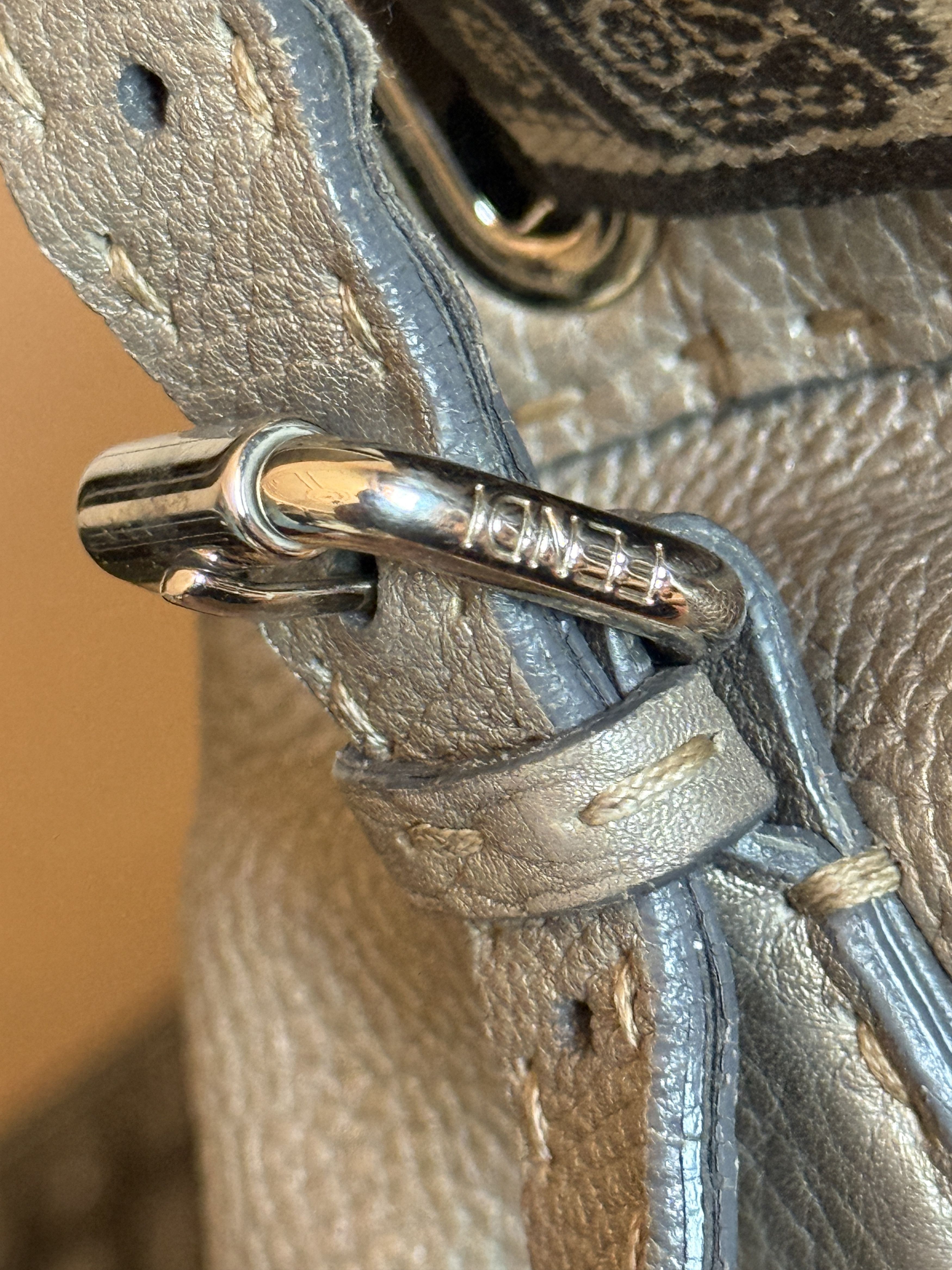 Fendi Fendi Selleria Handbag horse embossed silver gray Size ONE SIZE - 9 Thumbnail