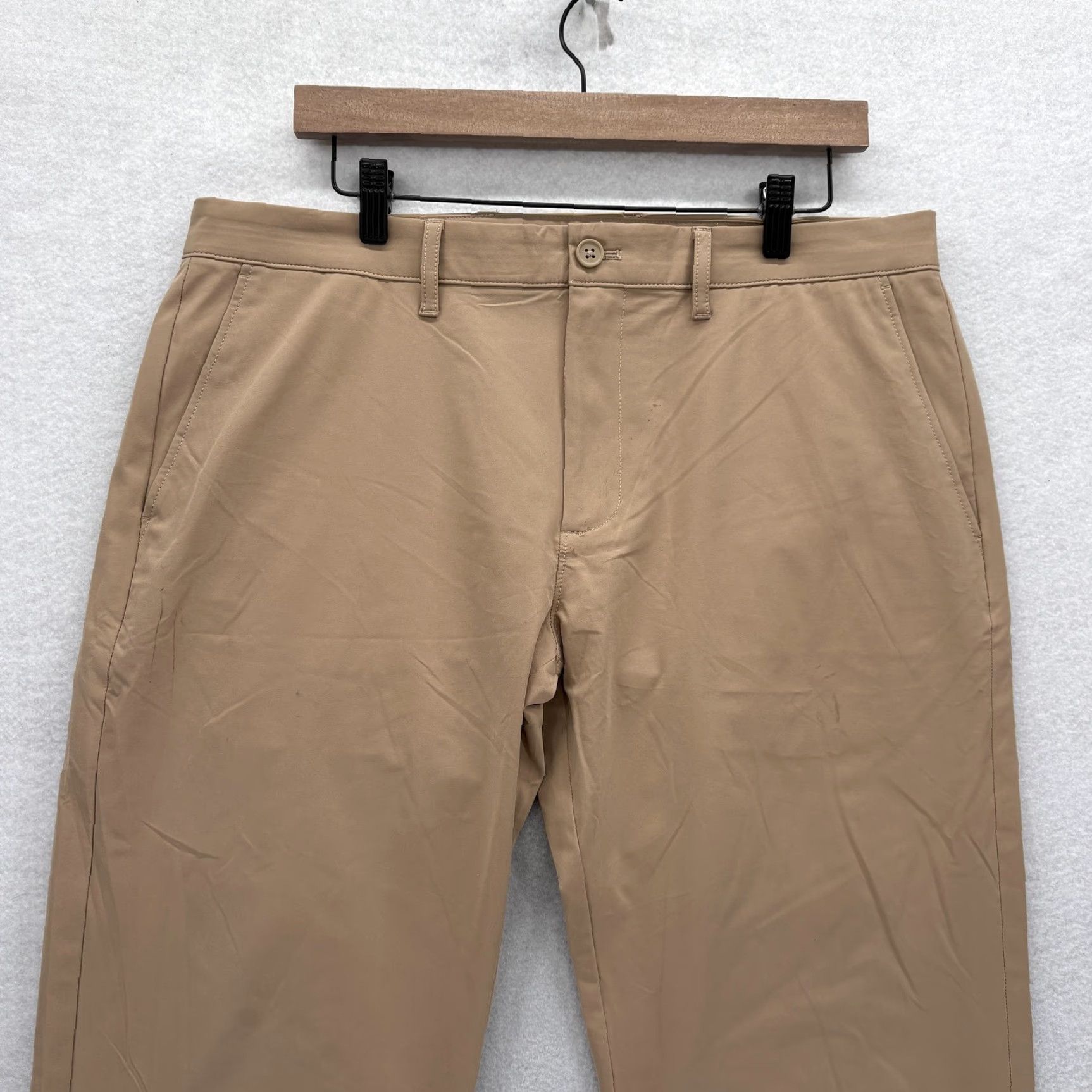 J.Crew J.Crew Flex Tech Pants Mens 34x32 Slim Straight Leg Beige Polyester Stretch Pockets Flat Front Brown 90s? Size US 34 / EU 50 - 2 Thumbnail
