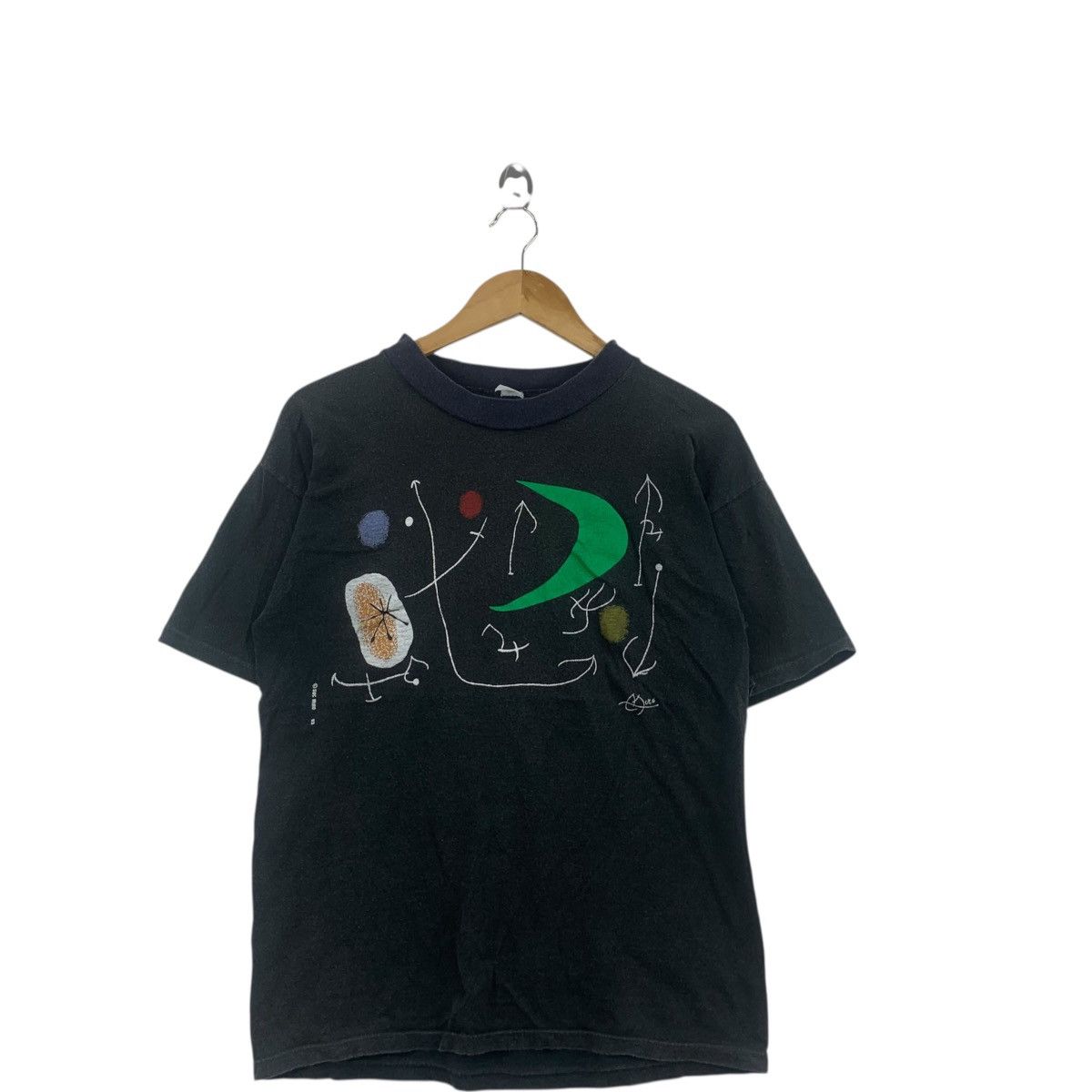 Vintage 90s JOAN MIRO Woman & Bird In The Moonlight Art Tee