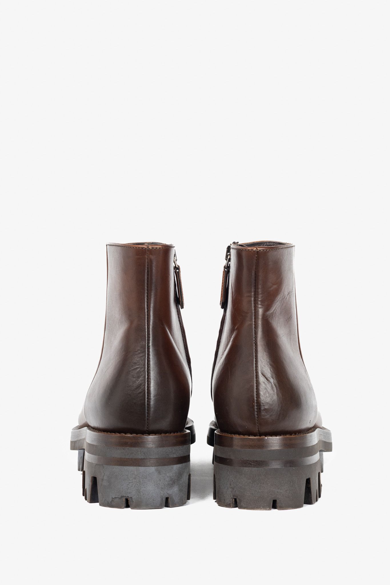 Prada Prada Brown Leather Zip Ankle Boots Size US 10 / IT 40 - 3 Thumbnail