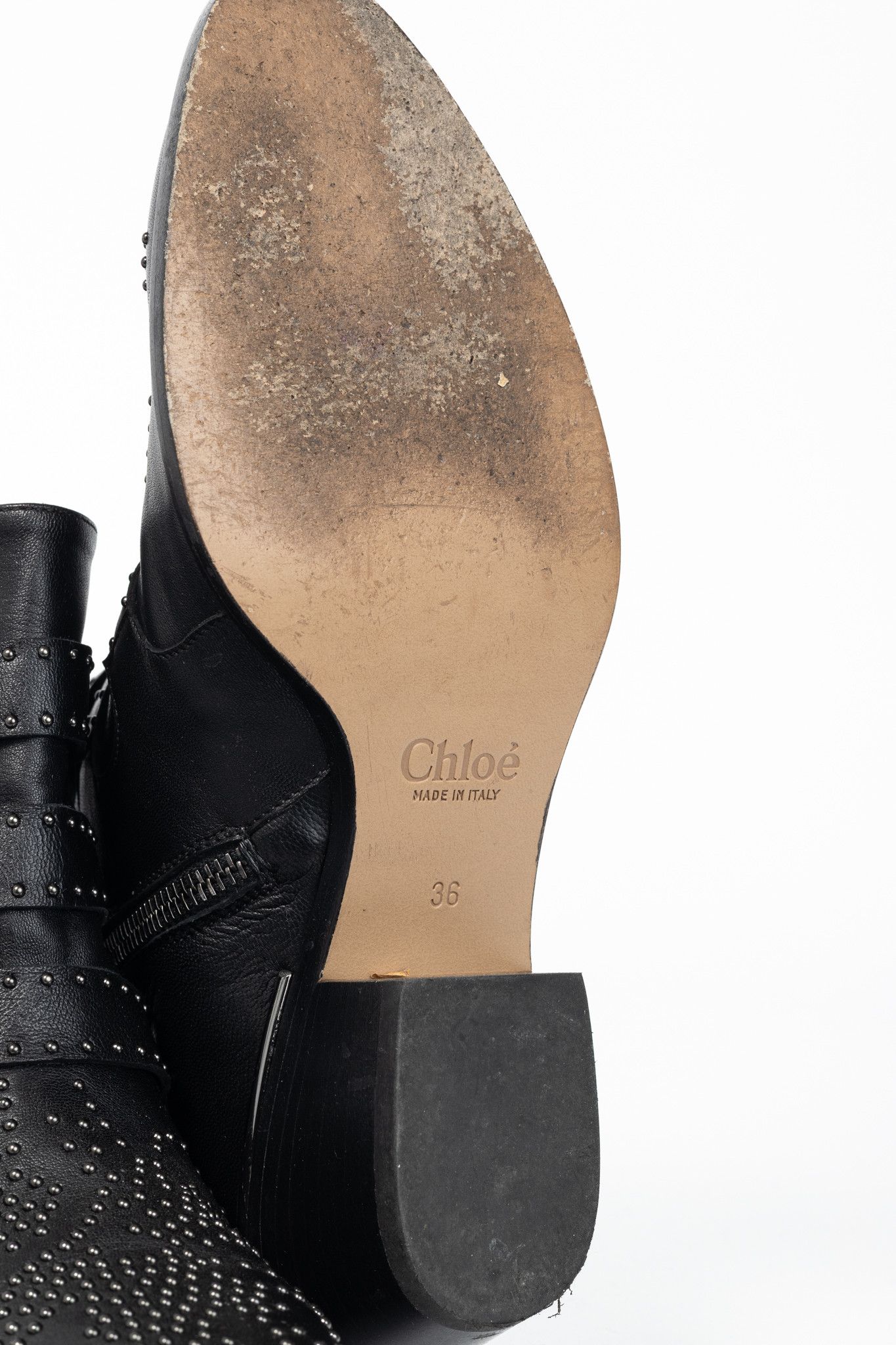 Chloe Chloe Susanna Black Studded Buckle Biker Ankle Boots Size US 5.5 / IT 35.5 - 5 Thumbnail