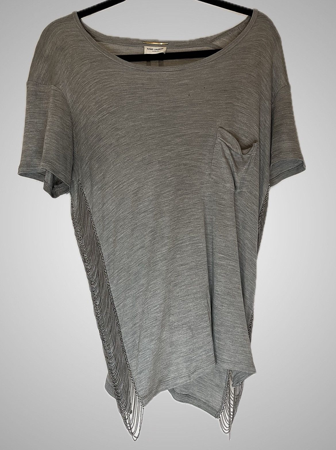 Saint Laurent Paris Saint Laurent Paris 14ss side chain silk t shirt Size US L / EU 52-54 / 3 - 1 Thumbnail
