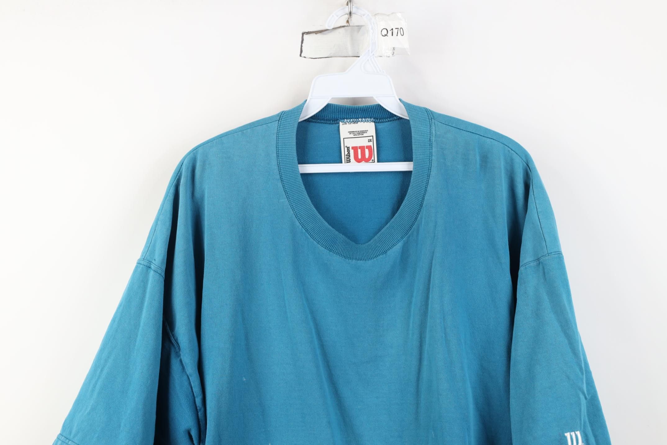 Wilson Vintage 90s Wilson Blank Heavyweight Cotton T-Shirt Blue Size US XXL / EU 58 / 5 - 2 Thumbnail