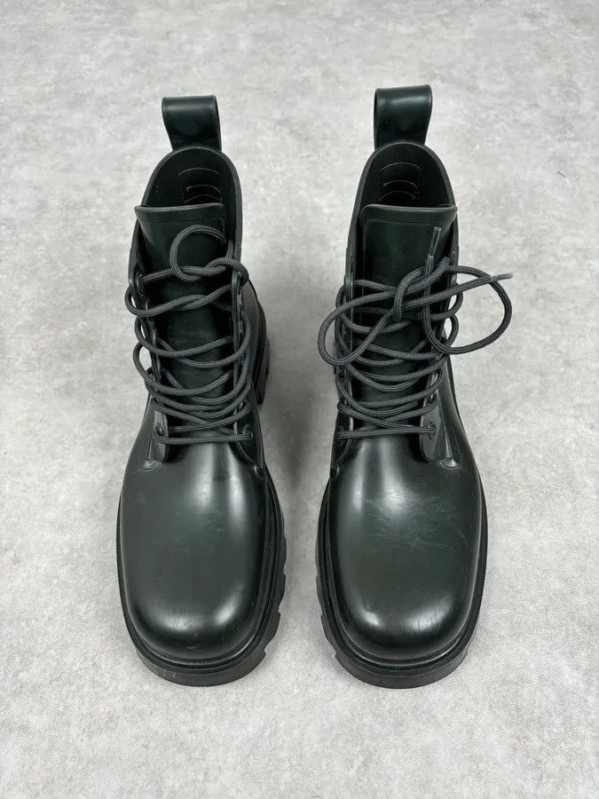 Bottega Veneta Bottega Veneta Dark Green Leather Rubber Lace-Up Boots Size US 11 / EU 44 - 4 Thumbnail