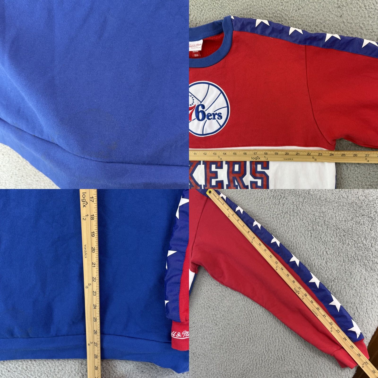 Mitchell & Ness VINTAGE Philadelphia 76ers Sweatshirt Mens 2XL NBA Mitchell & Ness Shirt Graphic Print Logo 90s Mens Size US XXL / EU 58 / 5 - 8 Thumbnail
