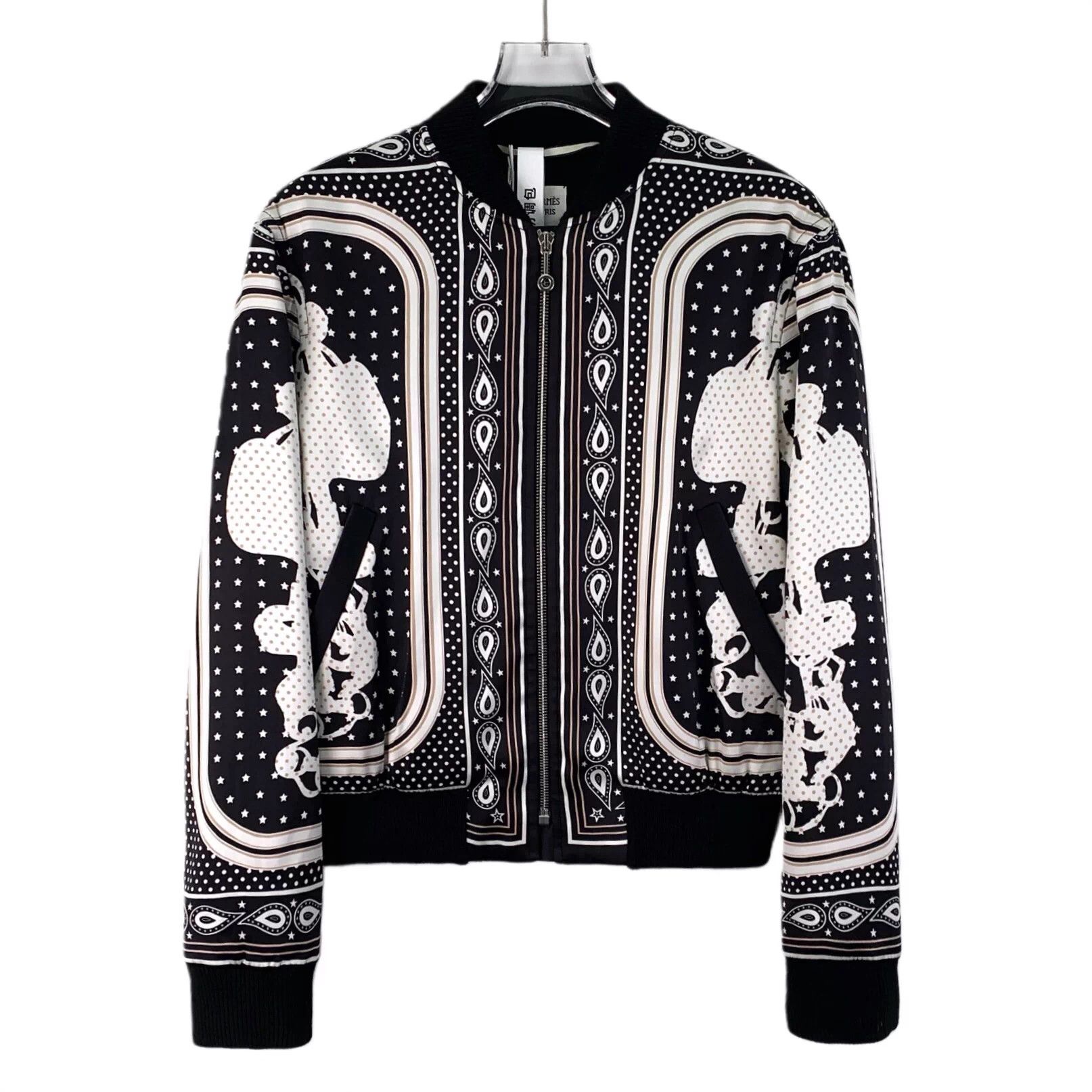 Hermes LW0343 Hermes Black Polka Dot Print Silk Long Sleeve Jacket Size XS / US 0-2 / IT 36-38 - 1 Thumbnail