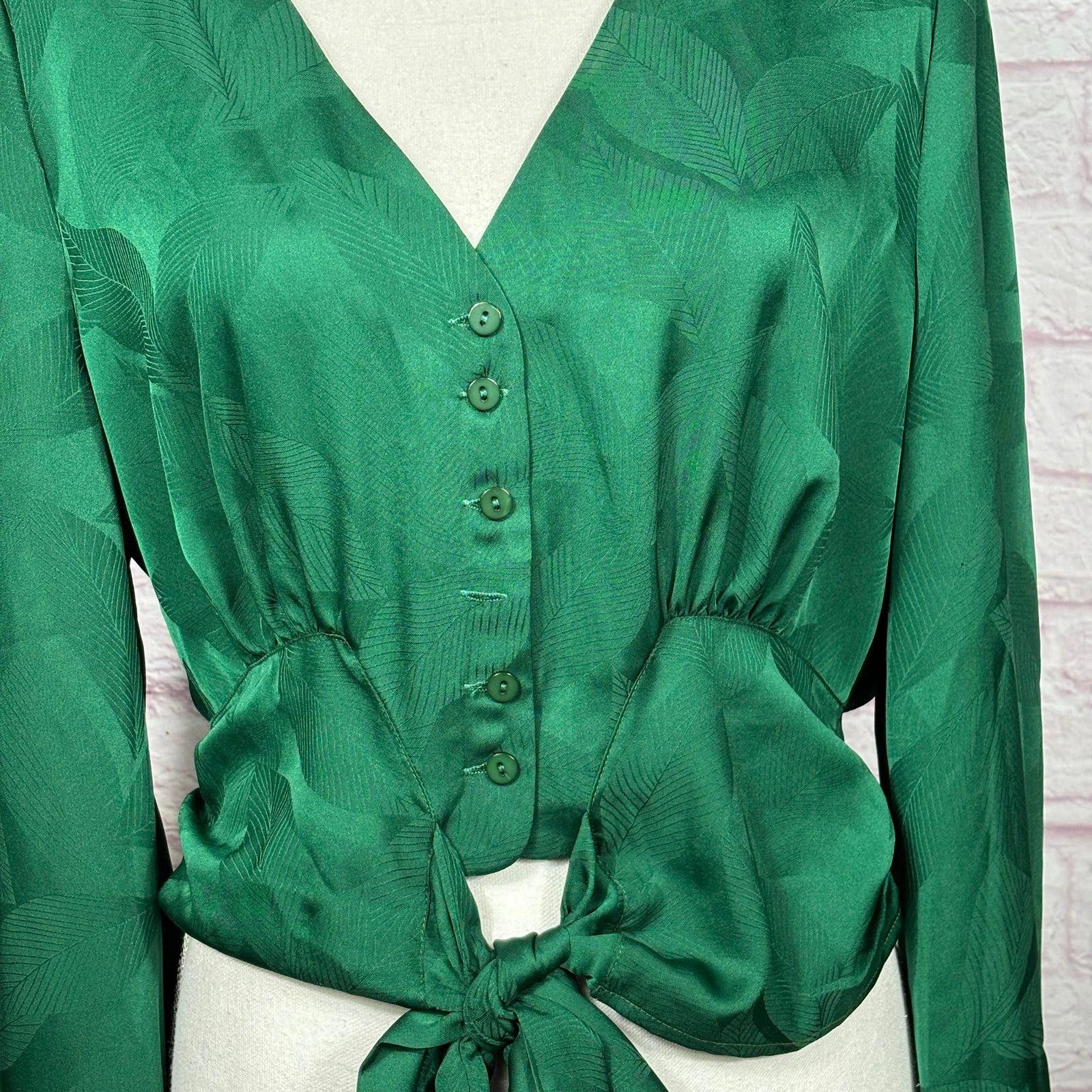 Other Flying Tomato Green Tie-Front Blouse Large Size L / US 10 / IT 46 - 7 Thumbnail
