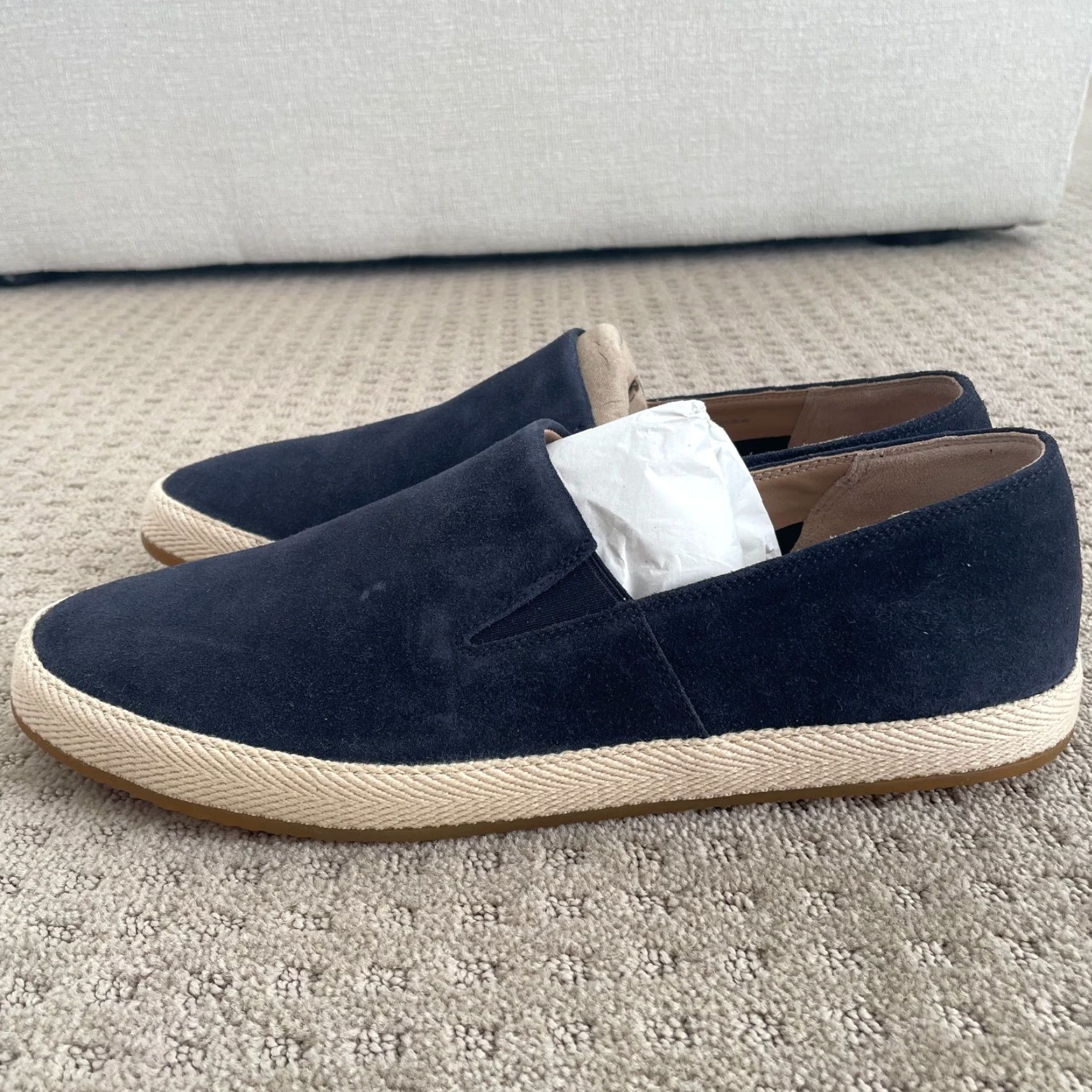 Vince Vince Suede Slip-On Sneaker Men US 12 Coastal Blue Raffia Mid-Sole NEW Size US 11 / EU 44 - 6 Thumbnail