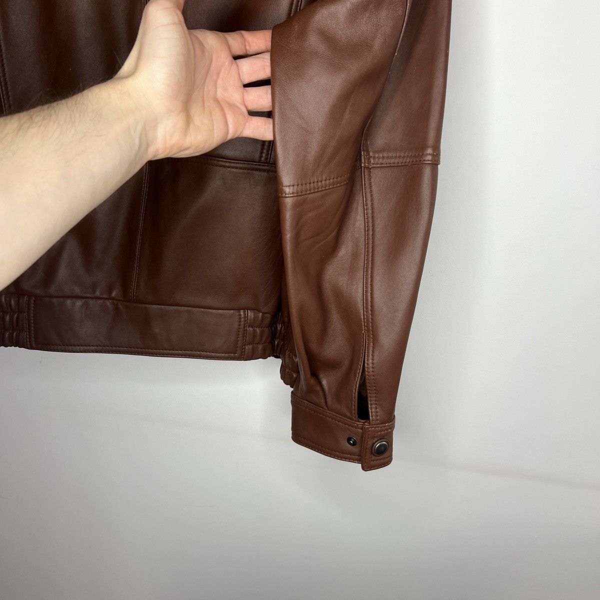 Leather × Vintage Vintage Brown Leather Motor Biker Jacket Trucker Genuine Size US M / EU 48-50 / 2 - 10 Thumbnail