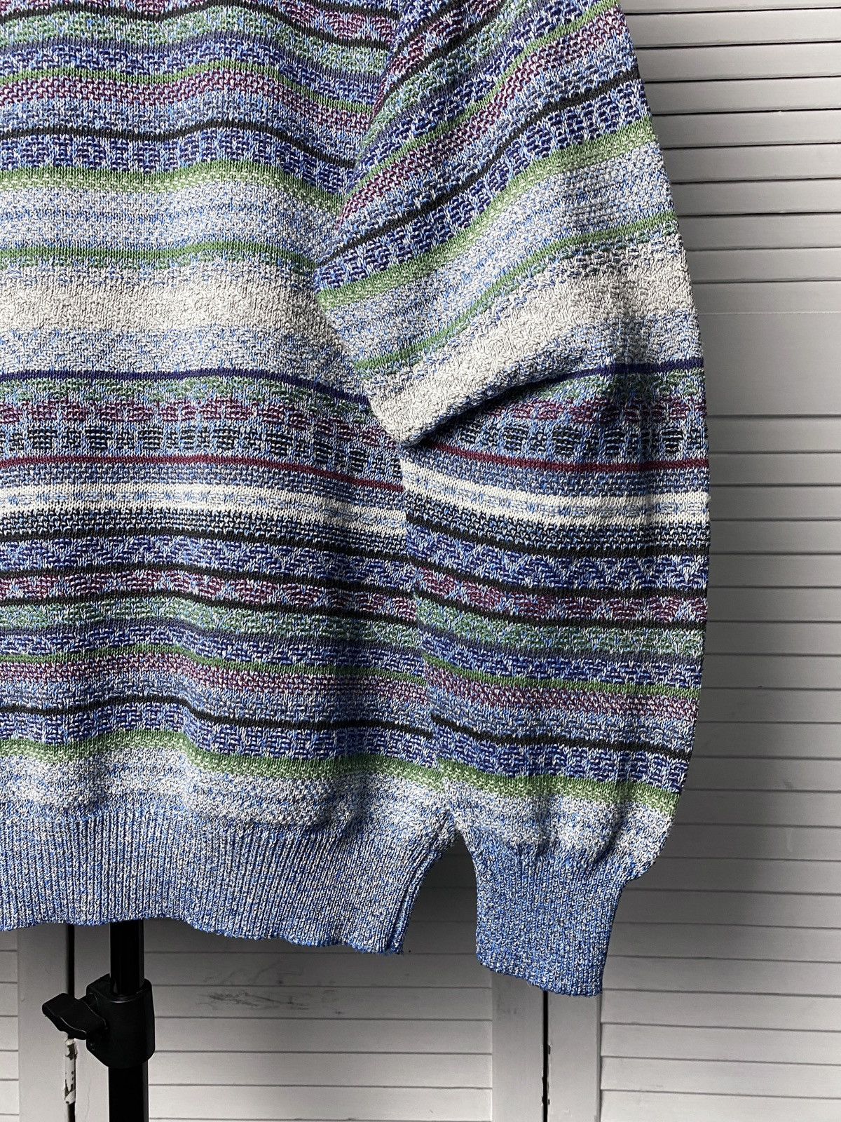 Coogi × Japanese Brand Vintage 80s Coogi Style Striped Knit Polo Neck Sweater Size US M / EU 48-50 / 2 - 12 Thumbnail