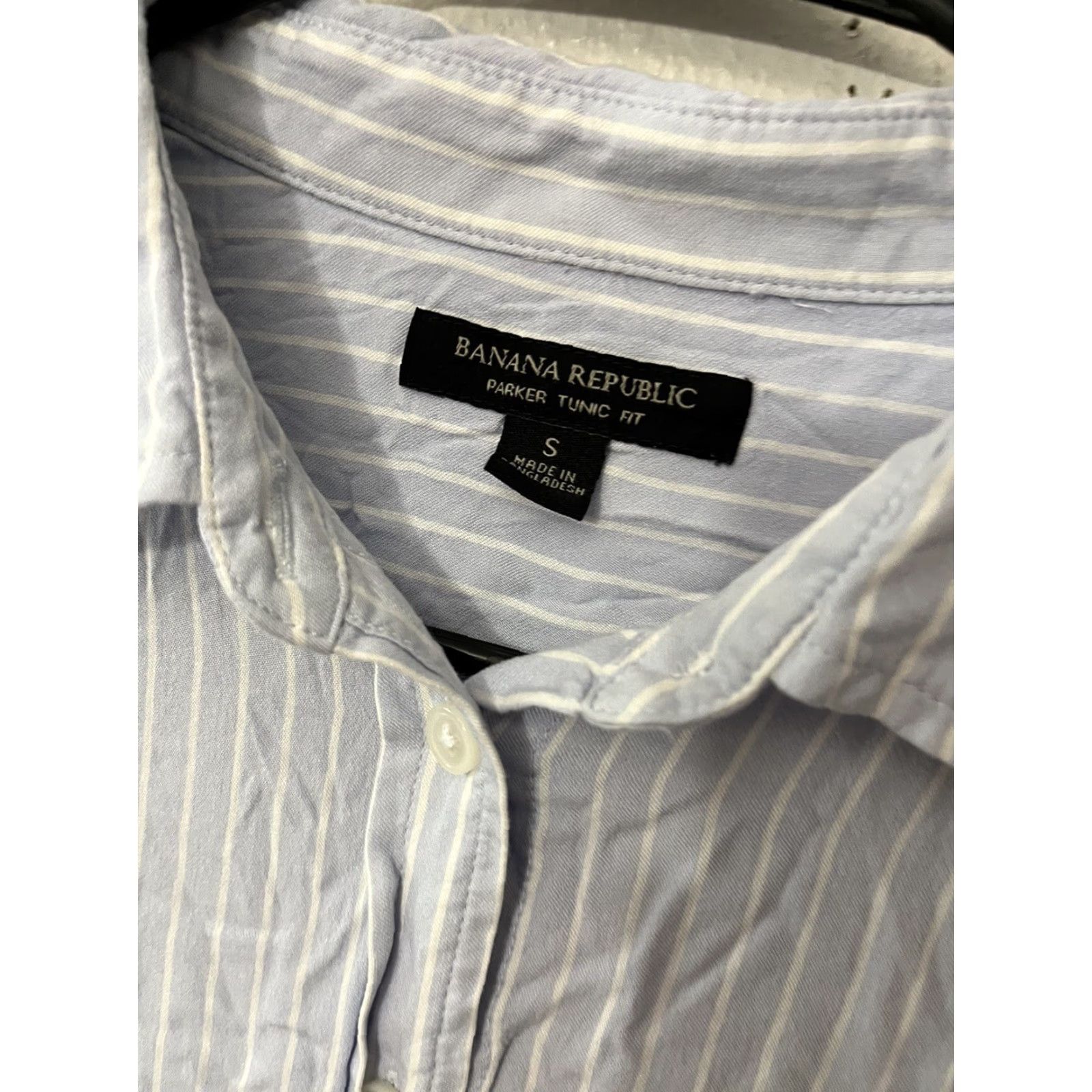 Banana Republic Banana Republic Parker Tunic Blouse Buttondown Rayon Blue Stripe Small Women Shirt Long Sleeve Collar Viscose Lightweight Size S / US 4 / IT 40 - 2 Thumbnail