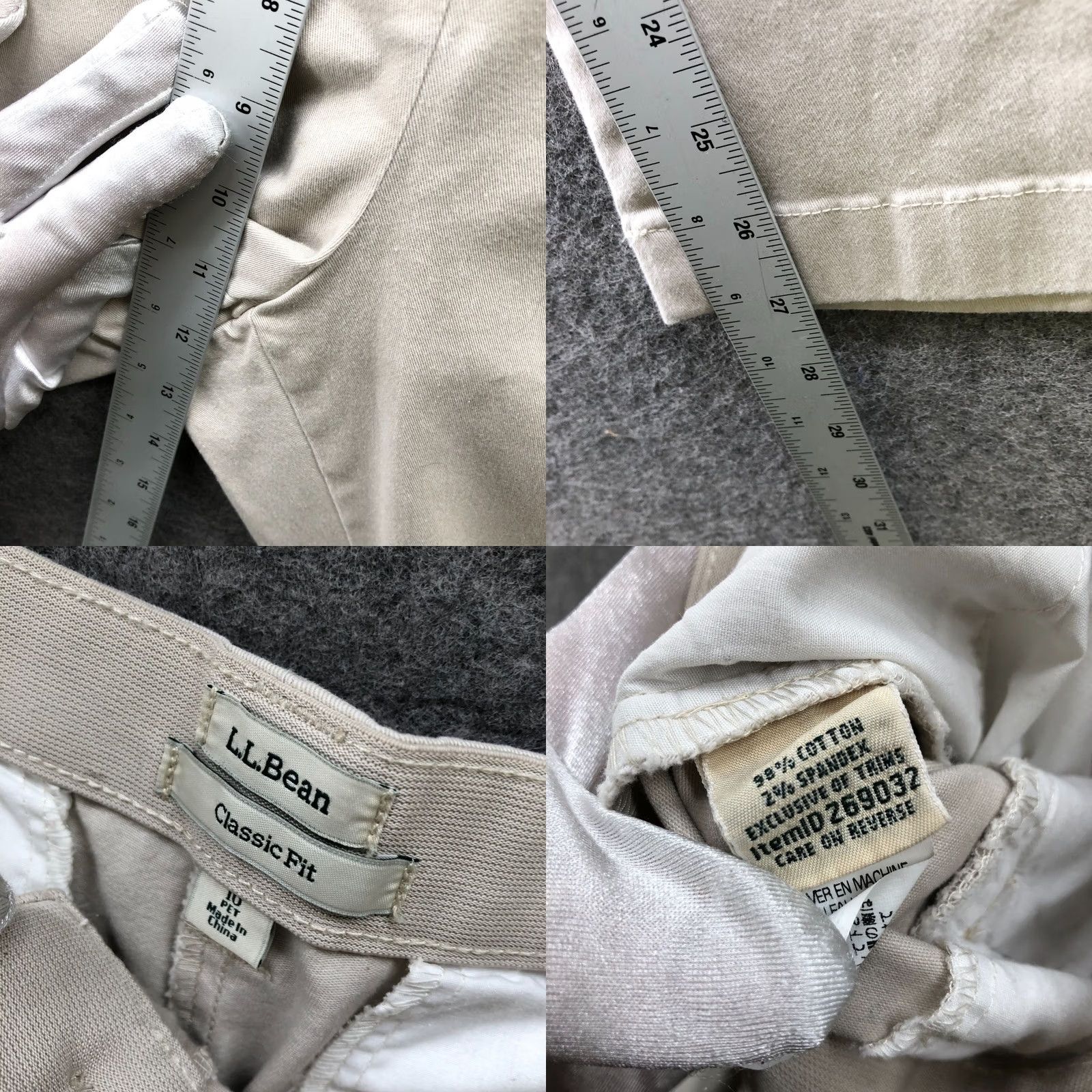 Vintage L.L. Bean Chino Pants Womens 16P Beige Straight Leg High Rise Twill Cotton Spandex Flat Front Size 38" / US 16 / IT 52 - 8 Thumbnail