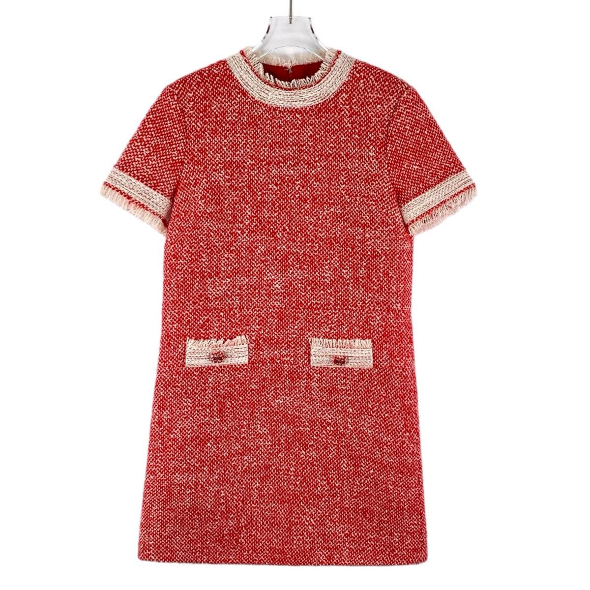 Gucci Gucci Red Wool Crew Neck Short Sleeve Tassel Dress K26WX Size M / US 6-8 / IT 42-44 - 1 Thumbnail