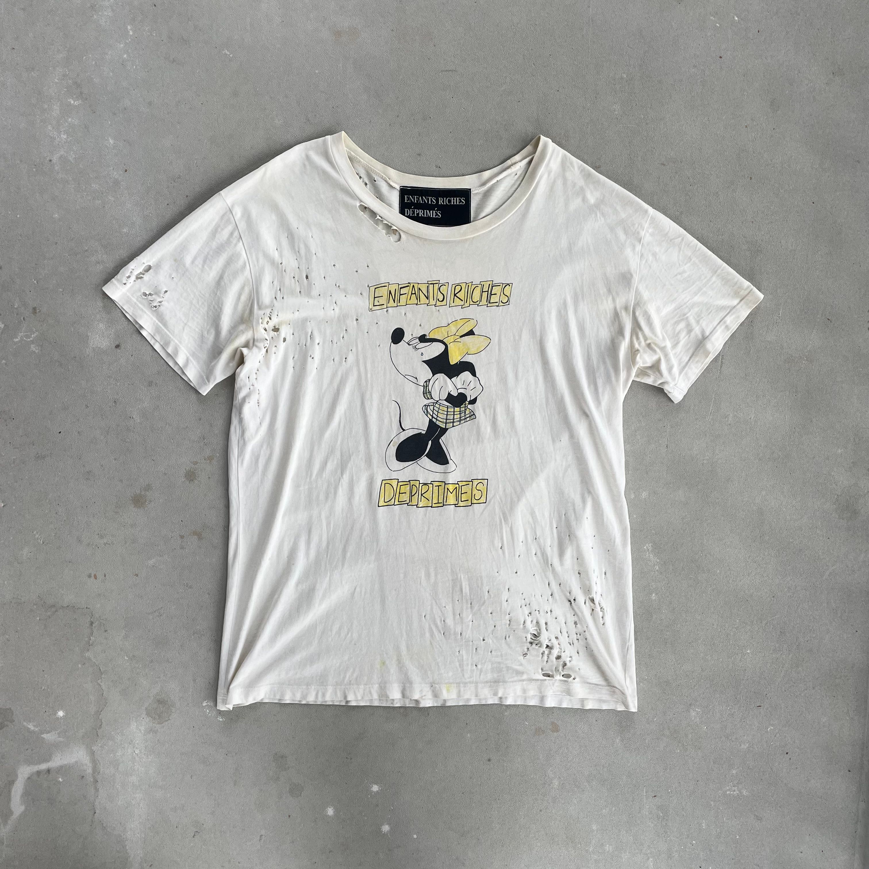 Pre-owned Enfants Riches Deprimes Erd X Antonia Minnie Mouse Distressed T-shirt In Offwhite