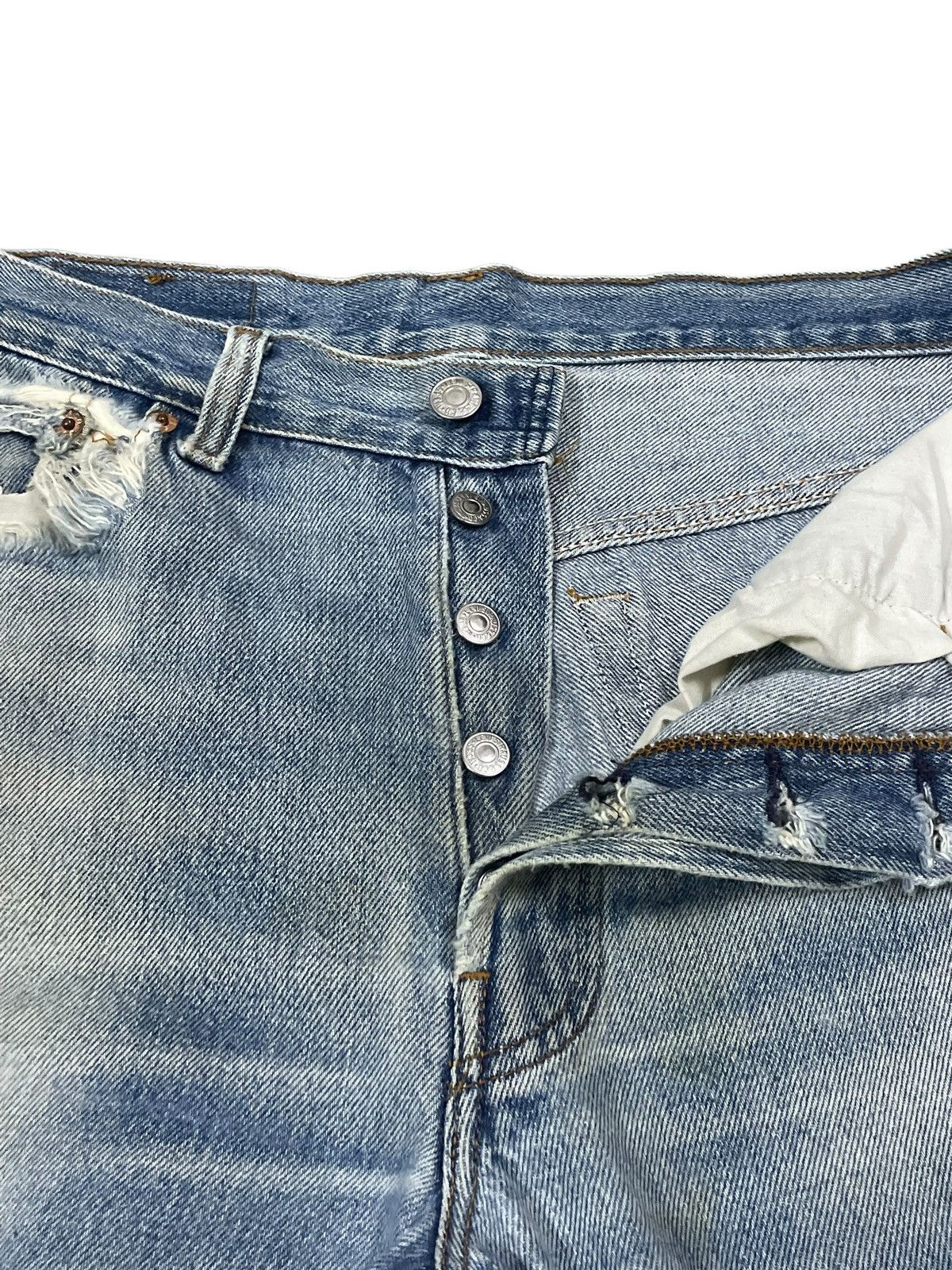 Levi's Vintage Clothing Vintage 90s Levi’s 501 Button Fly Loose Fit Distressed Jeans Size US 31 - 9 Thumbnail