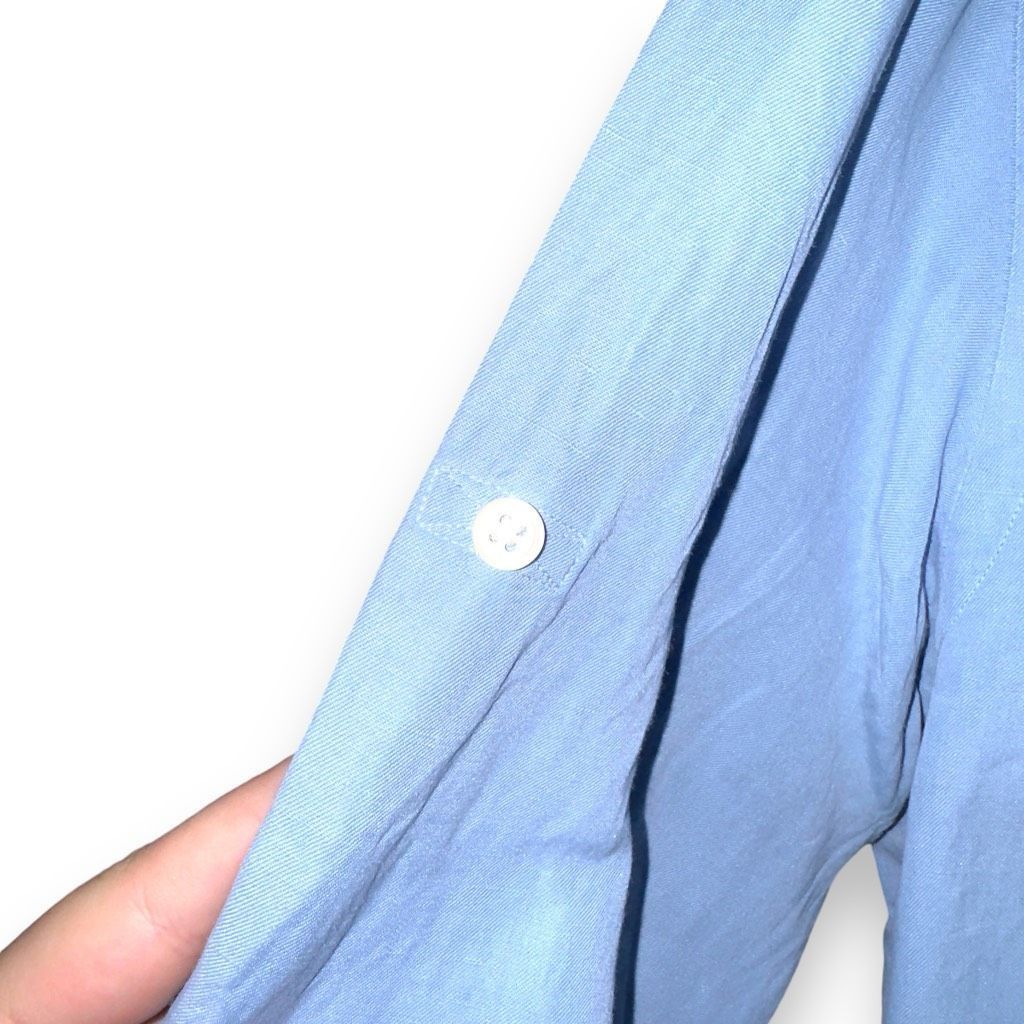 Polo Ralph Lauren Polo Ralph Lauren Sky Blue Silk & Linen Button Up Shirt L Size US L / EU 52-54 / 3 - 6 Thumbnail
