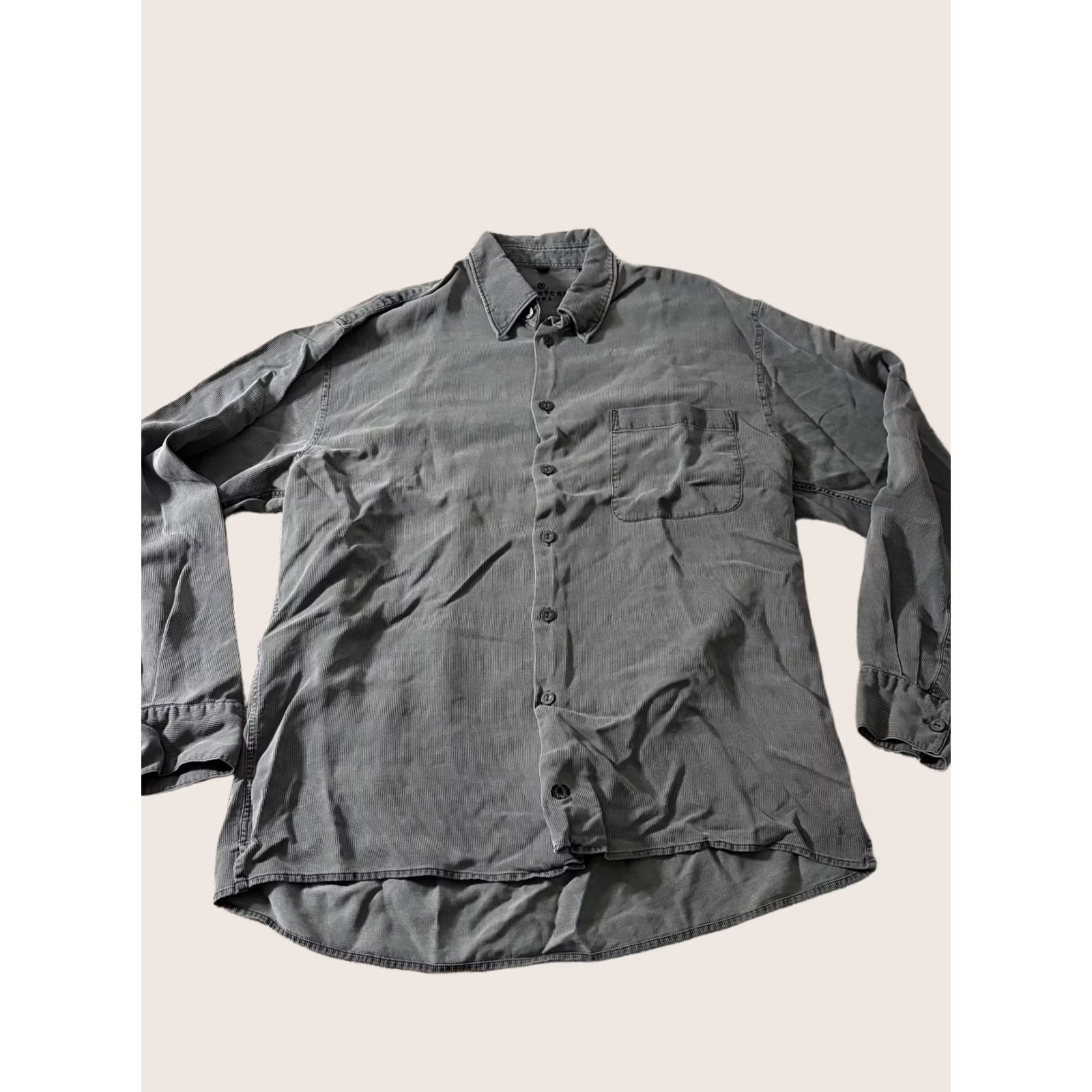 BUGATCHI Bugatchi Uomo Shirt Mens Medium Gray Corduroy Stripe Button Up Long Sleeve Size US M / EU 48-50 / 2 - 1 Thumbnail