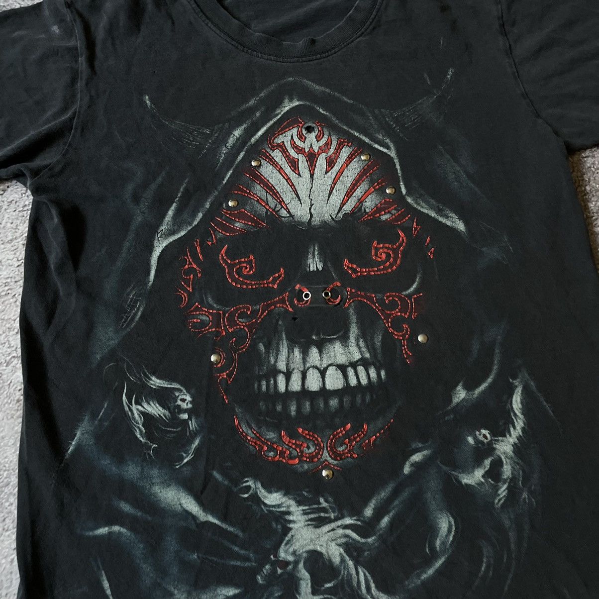 Vintage Vintage 90s Skeleton Horror Graphic Tee Punk Dark Y2K Slim S Size US S / EU 44-46 / 1 - 4 Thumbnail