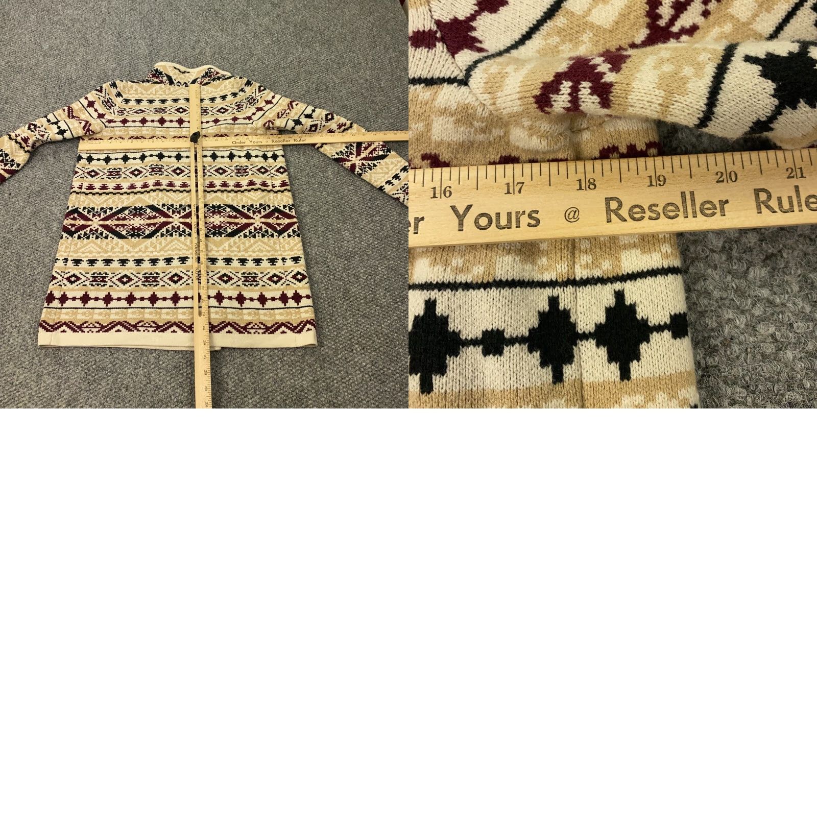 Lucky Brand Lucky Brand Aztec Cardigan Sweater Womens Medium Beige Open Front Geometric Western Size M / US 6-8 / IT 42-44 - 8 Thumbnail