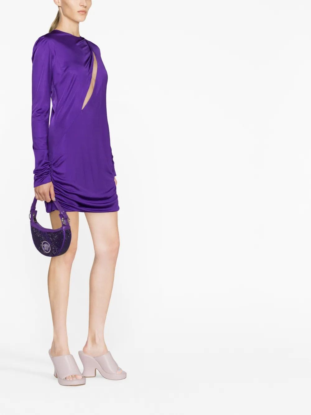 Versace o1y0226 Mini Dress in Purple Size M / US 6-8 / IT 42-44 - 2 Thumbnail