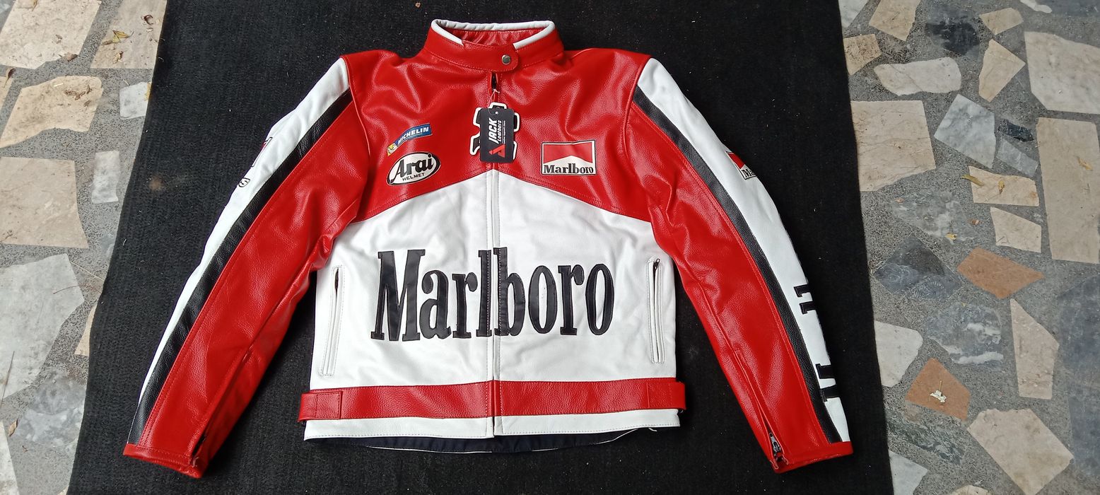 Marlboro Racing Blue & White Motorcycle Leather Jacket main image 1