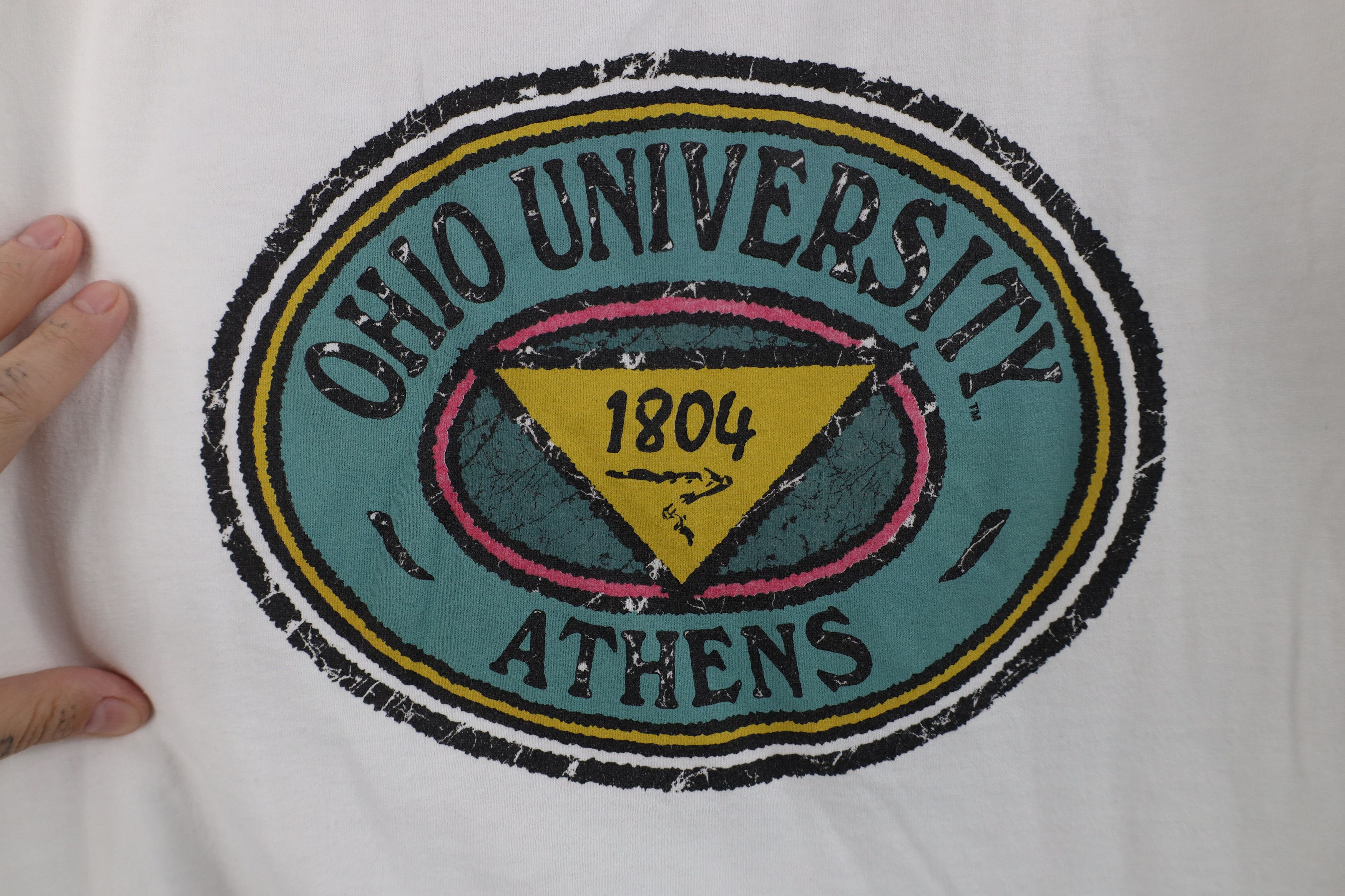 Vintage Vintage 90s Ohio University Athens Short Sleeve T-Shirt Size US L / EU 52-54 / 3 - 4 Thumbnail
