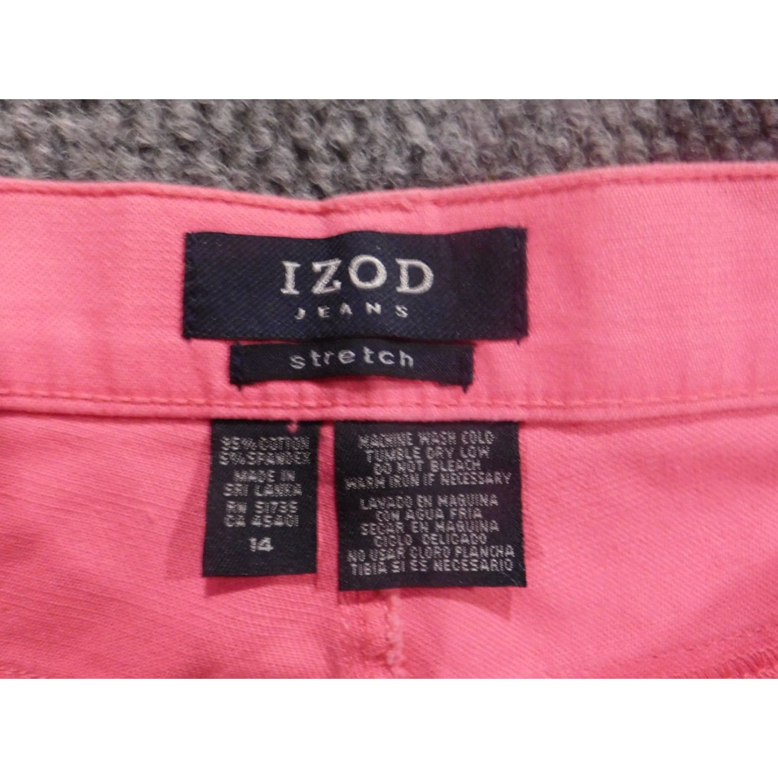 Izod IZOD Jeans Womens 14 Pink Straight Stretch Denim Cuffed Modern Pockets Zipper Regular Inseam 24 Size 36" / US 14 / IT 50 - 2 Thumbnail