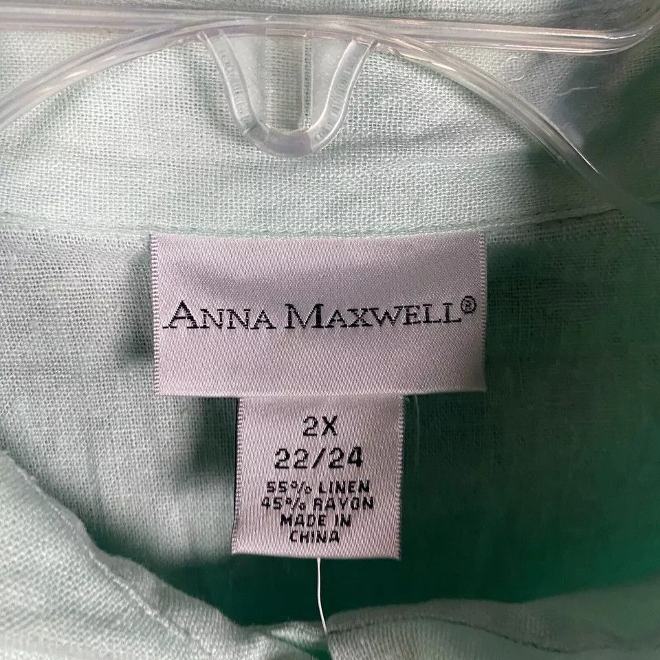 Other Anna Maxwell Button Up Top Women's 2X 22/24 Linen Blend NWD Size ONE SIZE - 3 Thumbnail