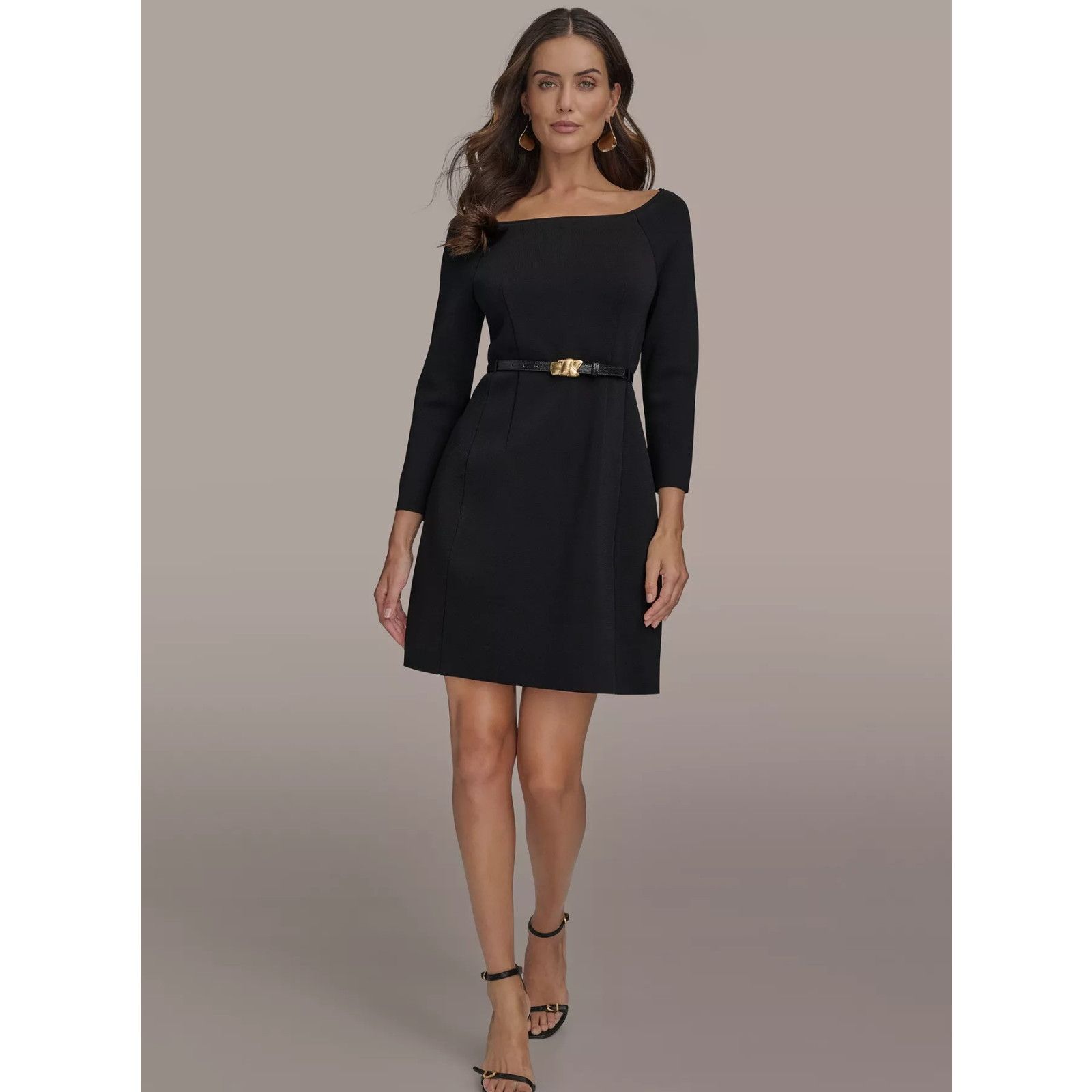 Donna Karan Donna Karan New York Women's Solid Belted Boat-Neck Dress, Size S / US 4 / IT 40 - 1 Thumbnail