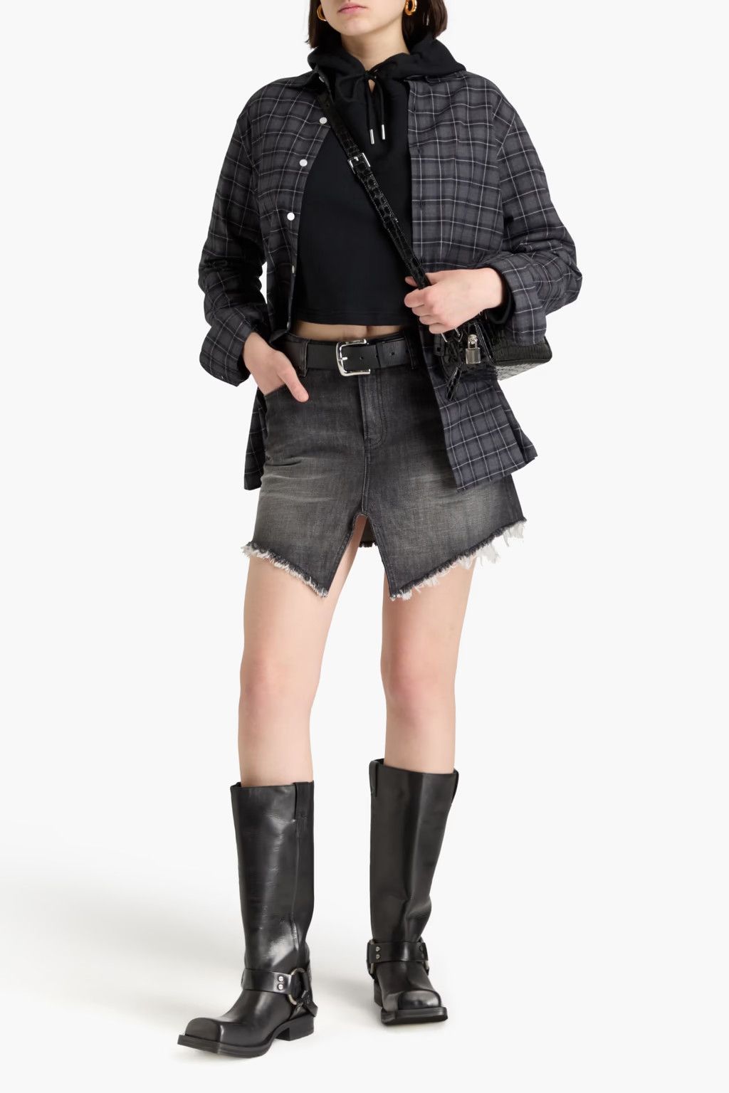 Balenciaga o1y0625 Denim Mini Skirt in Black Size 27" / US 4 / IT 40 - 2 Thumbnail