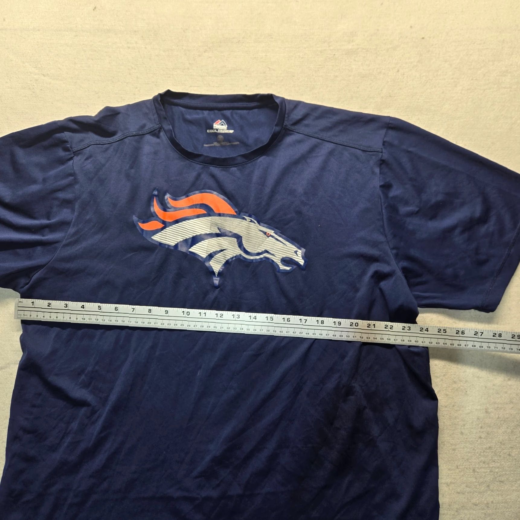 NFL Majestic Denver Broncos Shirt Blue Short Sleeve Logo NFL Adult Men 2XL XXL Size US XXL / EU 58 / 5 - 4 Thumbnail