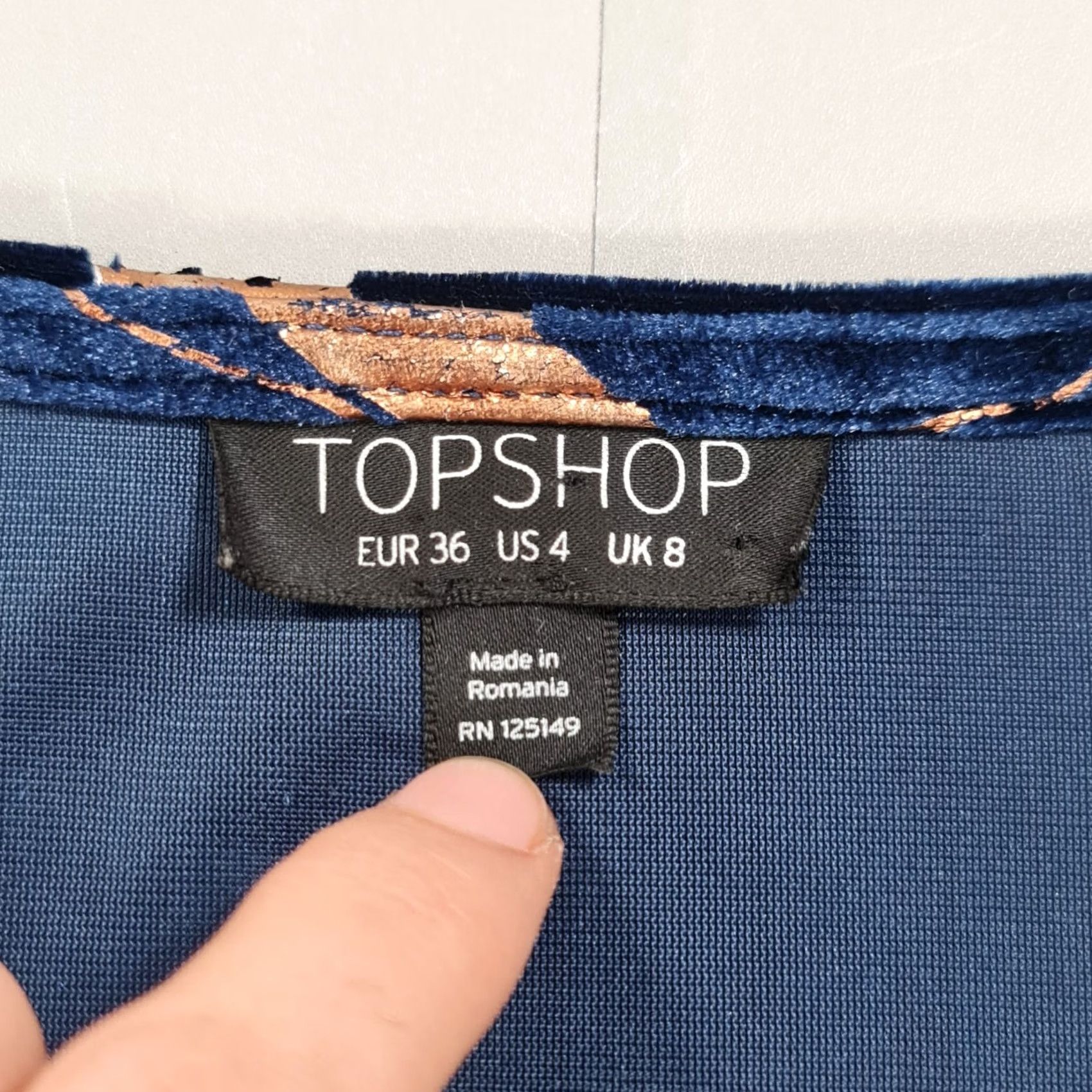 Topshop Topshop Womens Midi Wrap Dress Navy 8 UK Velvet Floral Foil Floral Dress Wrap, V-Neck, Long Sleeve, Party/Cocktail, Regular, Blue, Womens, 8 UK Size M / US 6-8 / IT 42-44 - 4 Thumbnail