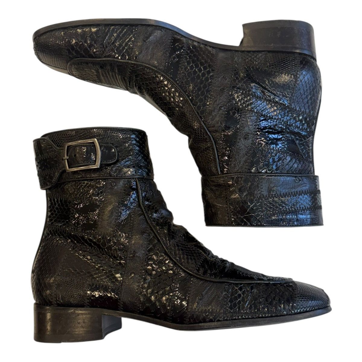 Saint Laurent Paris Saint Laurent Paris Miles Boot in Ostrich, Python and Lizard Size US 7 / EU 40 - 2 Thumbnail